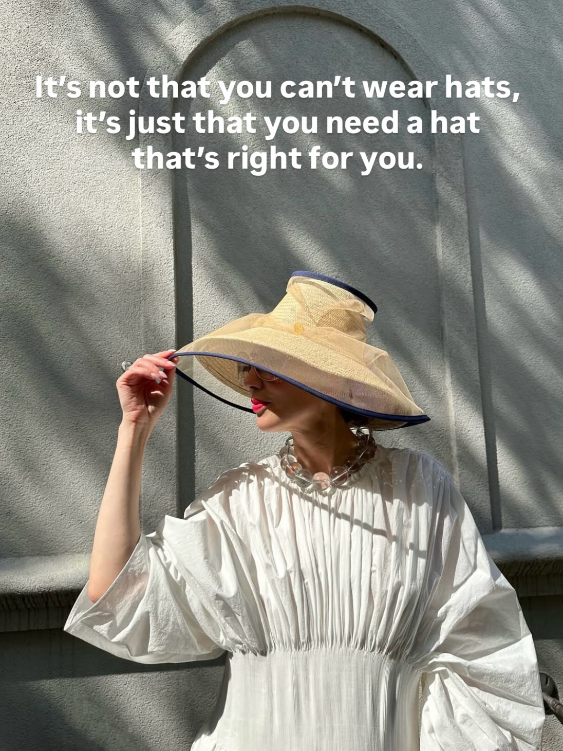 Comment the word HAT and I’ll send you a link to hats for every face shape.
I love a hat. It speaks to my love of character dressing… and my slightly vampiric need to stay out of the sun.
You’ll feel far more confident stepping into the world of hats when you start with a shape that flatters your face. But here’s the thing… attitude is an accessory too. Once you get comfortable, the “rules” become far less important and the right hat is often simply the one that speaks to you.
Beyond instantly upping the fashion ante, a great hat channels old-school glamour (back when no one left the house without one, my mum still won’t), while also protecting your skin from the elements.
Happy hatting! 🎩