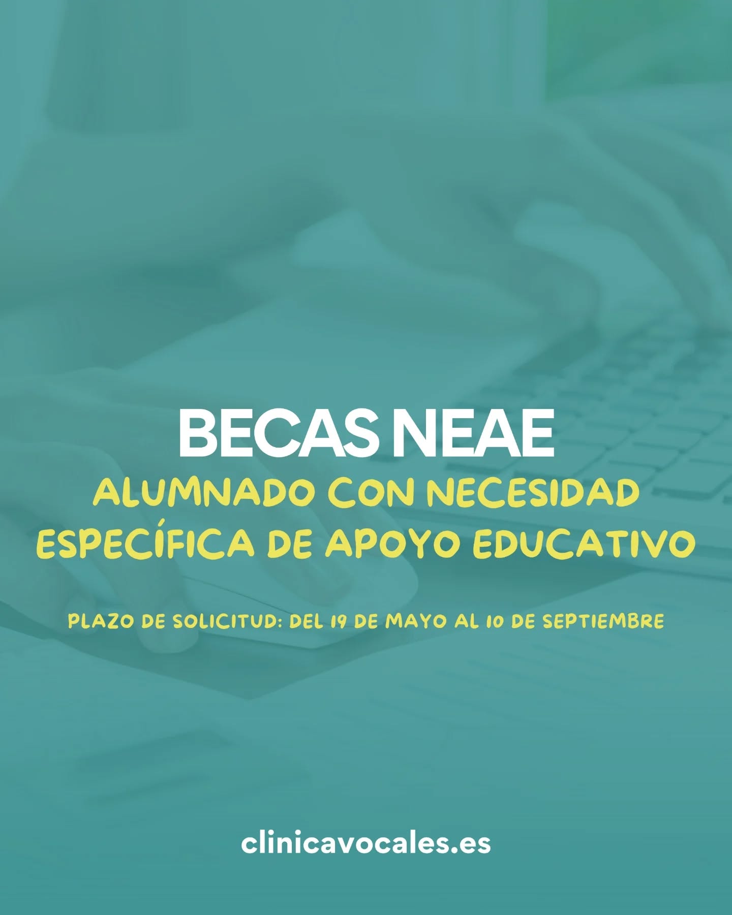 🔊 Desde Clínica Vocales os informamos que ya tenemos fecha para el plazo de solicitud de becas del Ministerios de Educación dirigidas a alumnos con necesidades específicas de apoyo educativo.
🎓 Estas ayudas están detinadas a familiar que necesiten apoyo económico para la reeducación psicopedagógica y del lenguaje, además de destinada a programas de enriquecimiento en alumnado con Altas Capacidades.
👉🏻 ¿Quién puede solicitarlas?
✔️ Alumnos con discapacidad.
✔️ Alumnos con trastorno grave de la conducta.
✔️ Alumnos con trastorno grave del lenguaje y la comunicación.
✔️ Trastorno del Espectro Autista (TEA)
✔️ Altas Capacidades Intelectuales.
🗓️ El plazo está abierto hasta el 10 de septiembre de 2026.
En Clínica Vocales te ayudaremos con la gestión de la beca y resolvemos todas tus dudas.
#ClínicaVocales #BecasNEAE #ApoyoEducativo #Atenciónaladiversidad