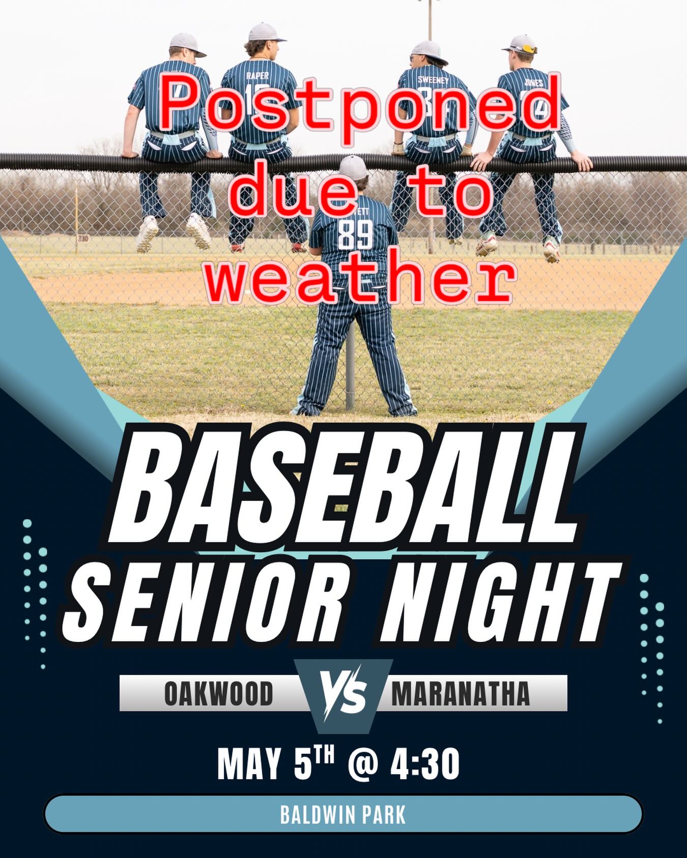 Due to the field condition senior night has been canceled, new date will be released soon