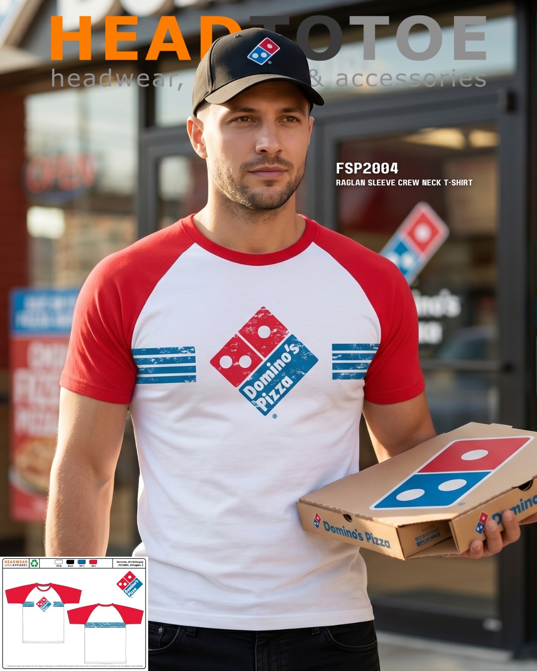 Your Logo, Your Colors, One Premium Tee
We built this run for Domino's Pizza using the FSP2004 Raglan Sleeve Crew Neck T-Shirt and it's everything branded apparel should be. Comfortable. Sharp. Retail-ready. Low minimums mean any brand or business can get started. Watch it go from mockup to model, contact us at httapparel.com
#HeadToToe
#CustomApparel
#RaglanTee
#BrandedMerch
#PizzaMerch
#RestaurantMerch
#LowMinimumMerch
