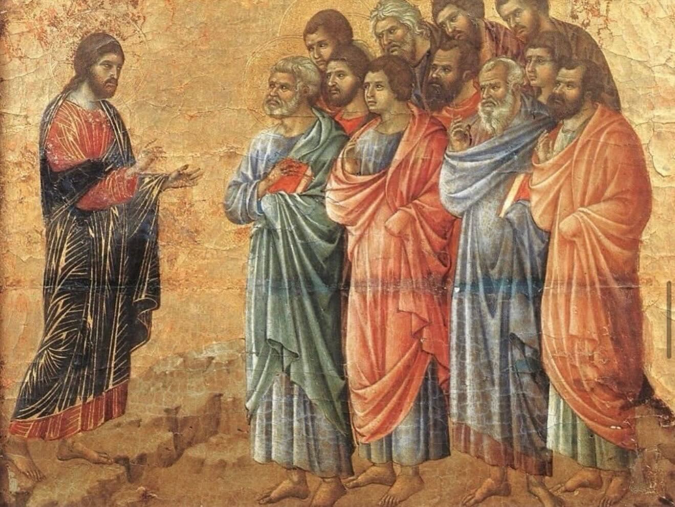 Lecture de l’Évangile pour le huitième dimanche du printemps
Ce jour-là, Ieshu se rendit sur une montagne et passa toute la nuit à prier Dieu. Le jour venu, il appela ses disciples, en choisit douze pour être avec lui et les envoyer prêcher. Ce sont ceux que nous appelons apôtres (envoyés) : Simon, auquel il donna le nom de Pierre, Jacques, fils de Zébédée, Jean, son frère, auquel il donna le nom de Boanerges, c’est-à-dire fils du tonnerre, André, Philippe, Barthélemy, Matthieu, Thomas, Jacques, fils d’Alphée, Simon le Cananéen, Judas l’Iscariote, qui était un traître. Et il leur donna ces commandements : allez et enseignez, en disant : le royaume des cieux s’approche. Guérissez les malades, purifiez les lépreux, chassez les démons. Vous avez reçu gratuitement, donnez gratuitement.
Image : « Apparition sur la montagne en Galilée » par Duccio di Buoninsegna, 1308-1311.
#eglisegnostiqueapostolique
