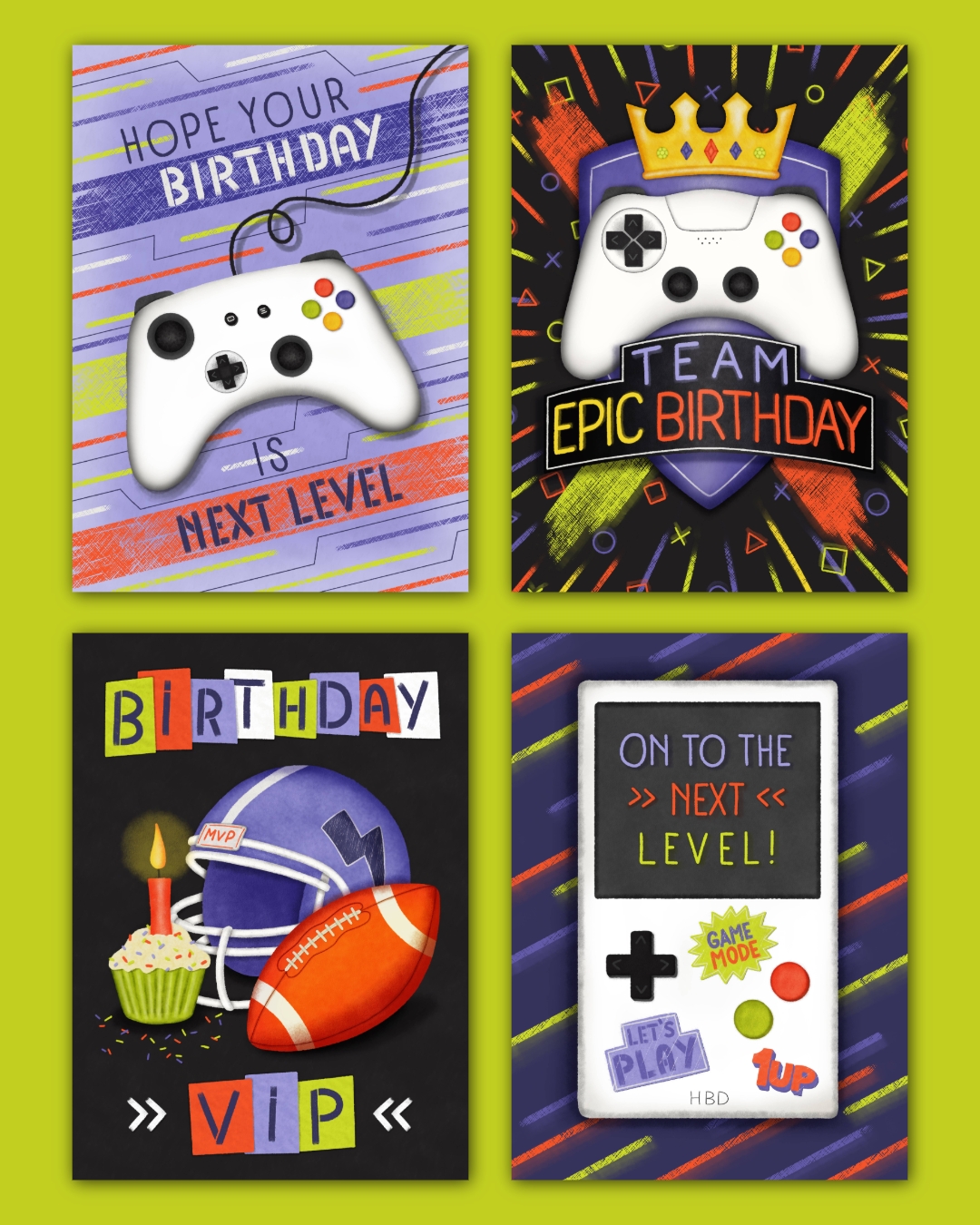 Here is a new birthday card collection.
I created this gaming-themed collection as a fun addition to my portfolio, inspired by my love for cozy games and childhood retro game memories. Bright arcade colors were the obvious choise for this range.
The "Team Epic Birthday" might secretely be my favourite 🌟
Swipe to see how each design evolved from the first sketch to the final artwork
Which card would you most want to receive?
.
.
.
@advocateart01
#greetingcard #artlicensing #surfacepatterndesign
art licensing - adobe fresco - freelance illustrator - art for products