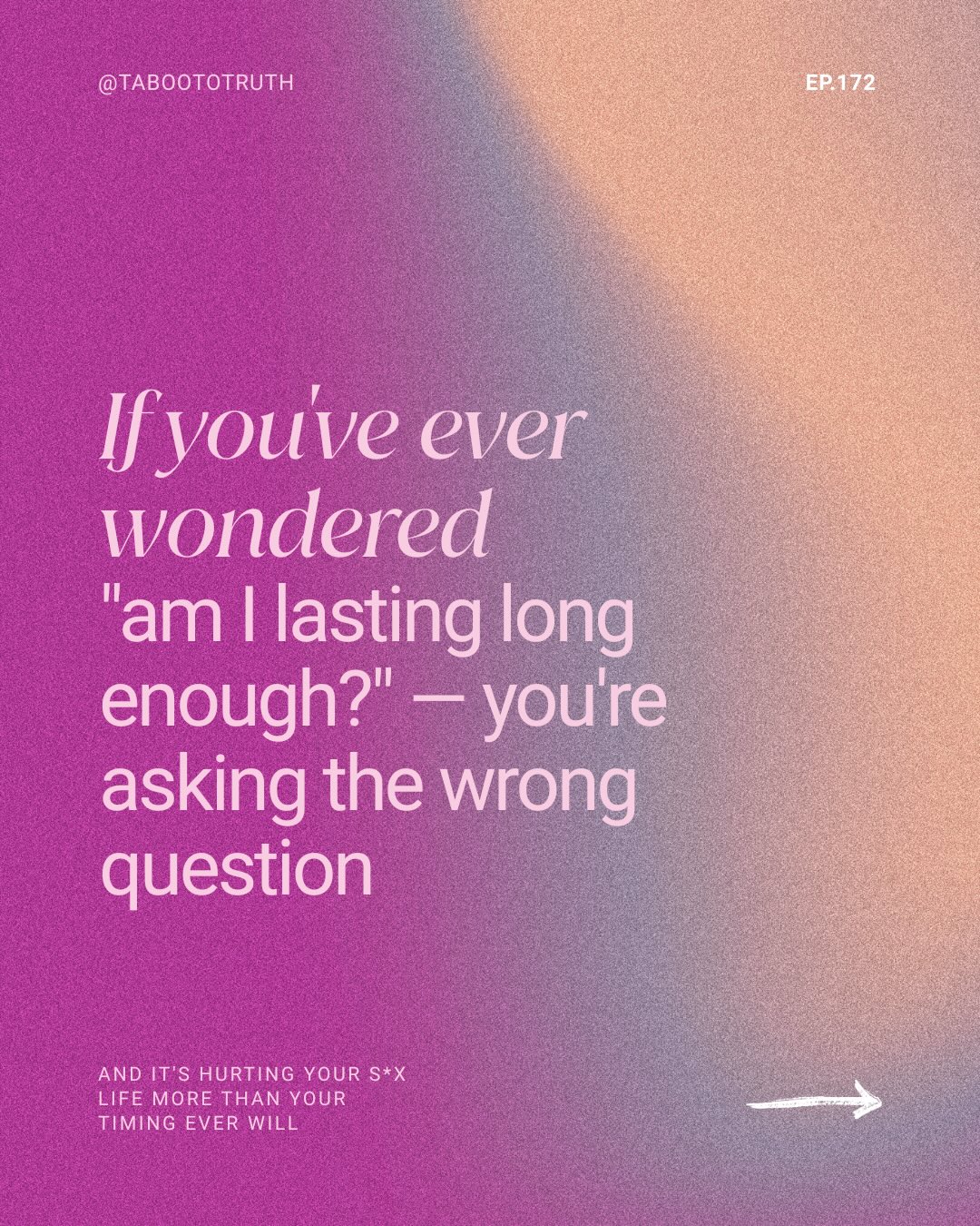 If you’ve ever timed yourself during s*x… this one’s for you. 🎧
The 20–30 minute standard you’ve been measuring yourself against? It doesn’t come from real life. It comes from porn, locker room talk, and couples who never actually talk to each other.
The real data: s*x therapists say 3–13 minutes is desirable. Most men who think they’re failing are completely within the normal range.
You’re not broken. You’re just optimizing for the wrong thing.
In episode 172 I break down what actually creates great s*x — and it has nothing to do with your timing.
🎧 Full episode on Taboo To Truth —listen or watch wherever you get your podcasts. Link in bio.