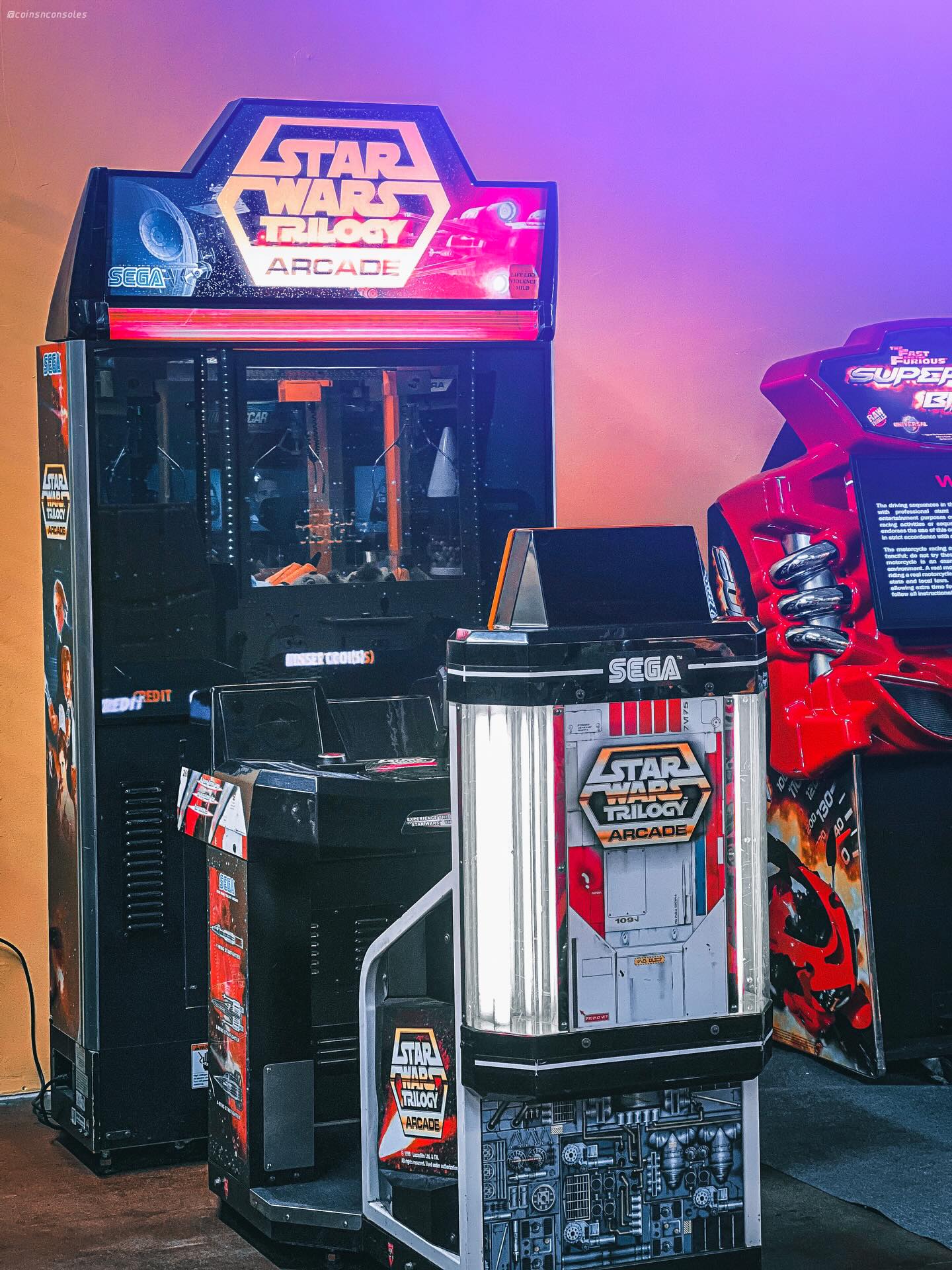 Wrapping up our Star Wars trilogy of posts this week, is the aptly titled Star Wars Trilogy Arcade from Sega! This epic 1998 Arcade cabinet, has hopeful padawans venture through three set-pieces from the original trilogy - the Battle of Yavin in A New Hope, the Hoth battle from the Empire Strikes Back, and the Speeder Bike sequence from Return of the Jedi. As Luke, you will also face off against Boba Fett and Darth Vader in two lightsaber-infused boss battles.
The Force is definitely strong with this Sega classic! Have you played this legendary Arcade cabinet?
————————
#sega #arcade #starwars #starwarsgames #90saesthetic