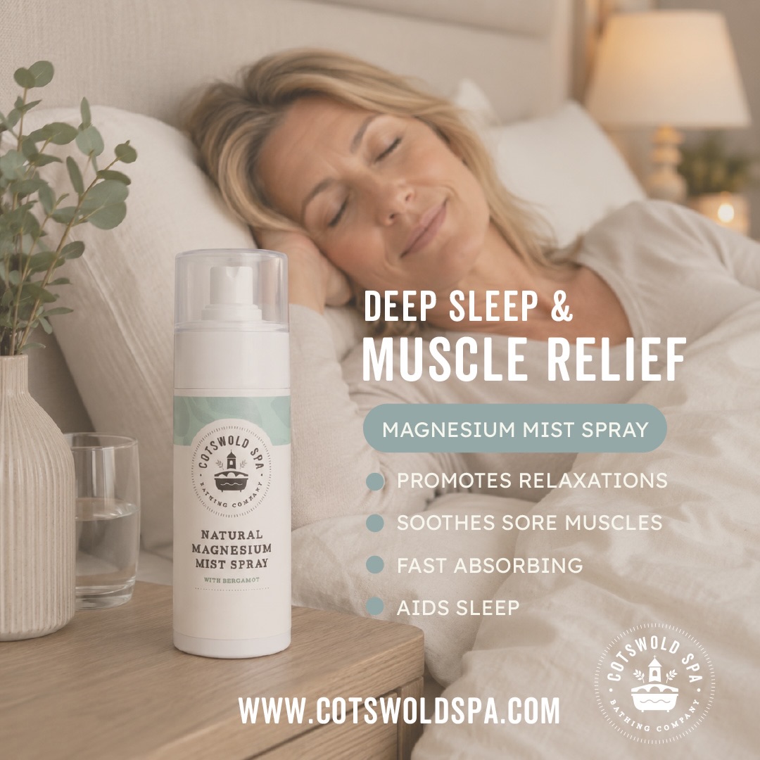 Better sleep starts here 🌙✨
Drift into deeper sleep and wake up feeling refreshed with our Natural Magnesium Mist Spray. Designed to help relax tired muscles, calm the body, and support your nighttime routine — all in a fast-absorbing mist infused with soothing bergamot.
💤 Promotes relaxation
💤 Soothes sore muscles
💤 Fast absorbing formula
💤 Supports restful sleep
Your nightly self-care ritual, made simple #magnesium #magnesiumspray #selfcare #wellness #cotswoldspabathingcompany