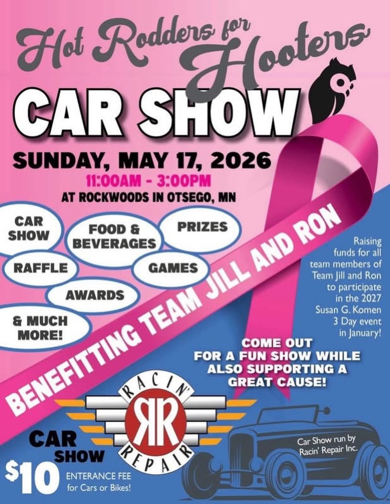 Want to check out some awesome cars while supporting a great cause?
Henderson Home Painting is thrilled to announce that we’re a sponsor for this year’s Hot Rodders for Hooters Car Show!
Join us next Sunday for some fun, food, and a chance to see some cool cars while helping to fight breast cancer.
Event Details
- When: Sunday, May 17, 2026
- Time: 11:00 AM – 3:00 PM
- Where: Rockwoods in Otsego, MN
Stop by and say hello if you see us! We’d be happy to chat about cars, residential/commercial painting or ceiling texturing projects. We can’t wait to see you there!
#HotRoddersForHooters #HendersonHomePainting #OtsegoMN #CarShow #CommunityStrong TeamJillAndRon BreastCancerAwareness