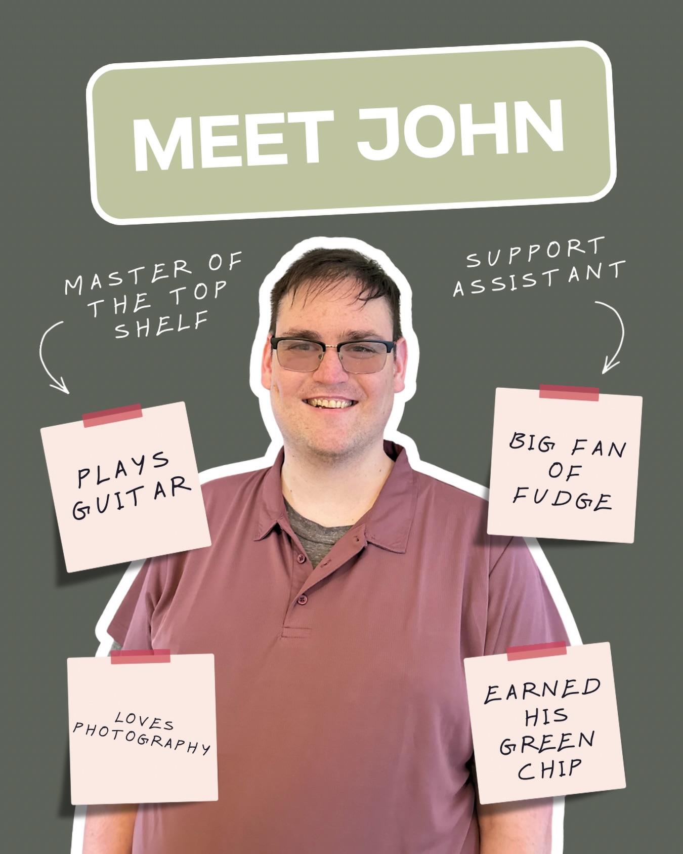 Meet John 💚
John is one of the steady hands behind the scenes who helps keep everything running smoothly around here. He helps keep our space clean, organized, and ready for the next guest, and if you’ve ever received a New Client Bag or a Cut & Discover folder, there’s a good chance John helped put it together.
He’s creative, thoughtful, and always willing to help wherever he’s needed. We’re really lucky to have him as part of the team.
Also, if you ever need something from the top shelf, he’s your guy.