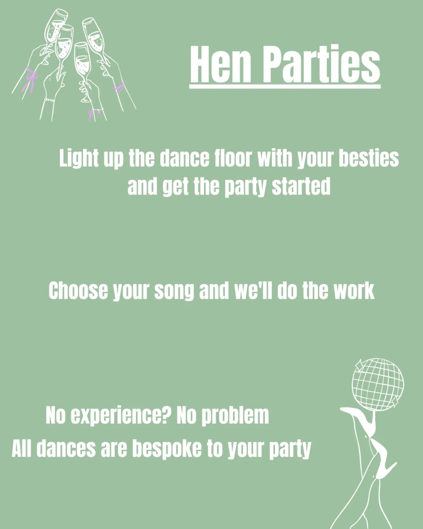 🪩Make your hen party unforgettable with a fun, feel-good choreography experience designed to get everyone laughing, dancing, and making memories together 🥂
I’ll come directly to your hen party and teach your group a routine to a song of YOUR choice — whether it’s iconic pop, cheesy throwbacks, fierce girl power anthems or something totally unique to the bride ✨
No dance experience needed — just good vibes, lots of laughs, and a chance to bond before the big day
Perfect for:
🪩 Breaking the ice
🪩 Creating amazing memories
🪩 Getting everyone involved
🪩 Filming the ultimate hen party video
Let’s turn your hen do into the main event
💌DM to book your date
#choreobyg #devonhens #henpartydevon #dancingqueen #henactivity