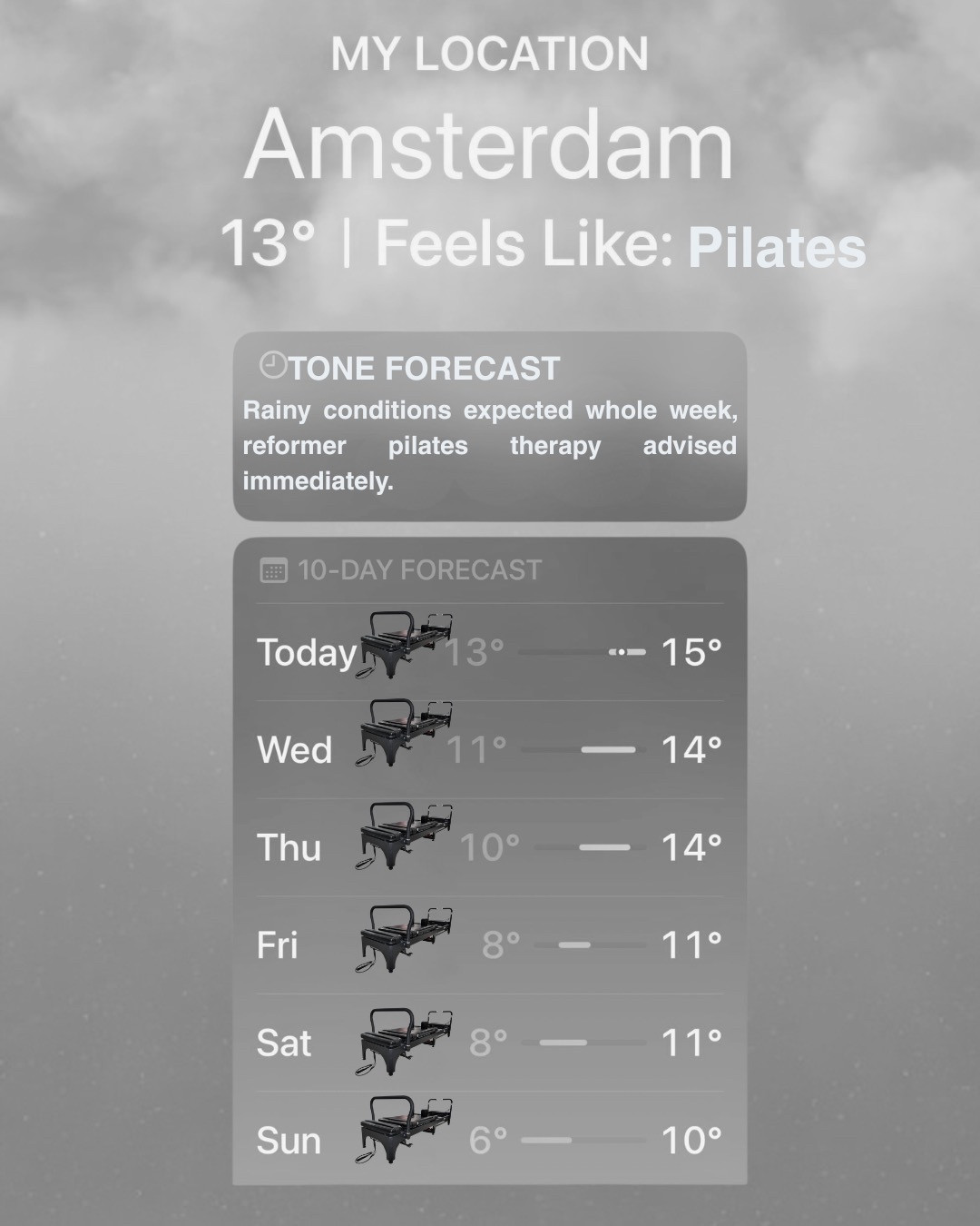 Forecast this week: clouds, rain, and pilates ☕️☁️ See you in the studio 🤍
#twotonepilates #amsterdampilates #amsterdam