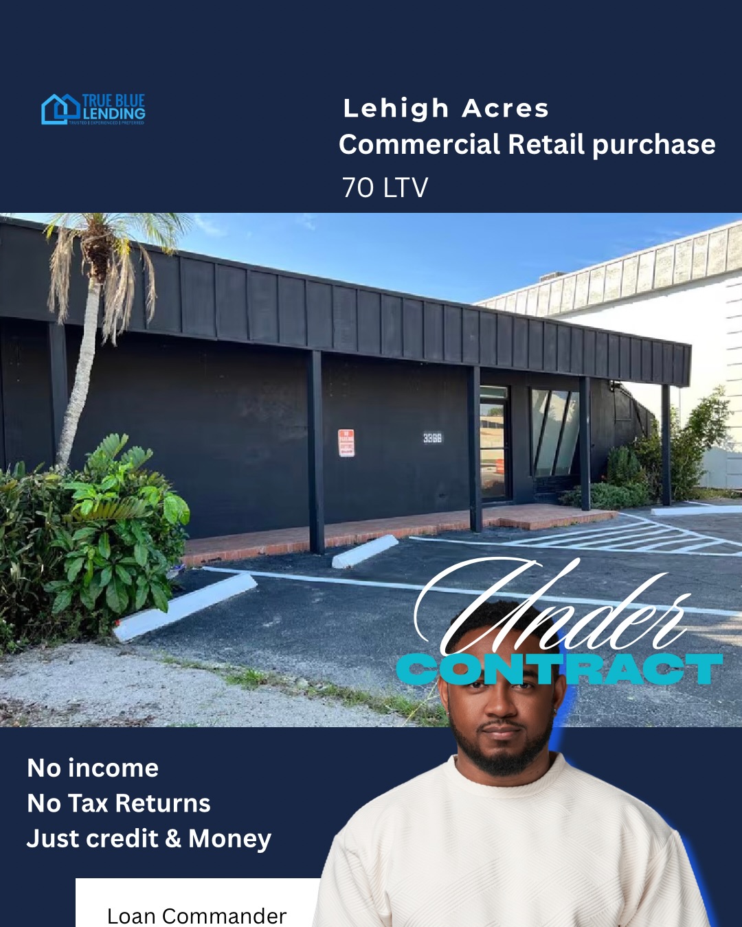 Commercial Acquisition of Retai Space - VACANT! 30% Down - No income - No Tax Returns - No profit and loss - No Bank statements.
Just pure streamline - cash + credit and we’re in business. I can help you purchase or refinance commercial real estate nationwide- Call me today 📲 786-657-6458
#commercialrealestatebroker #retailrealestate #loancommander #fortmyers #mortgagebroker