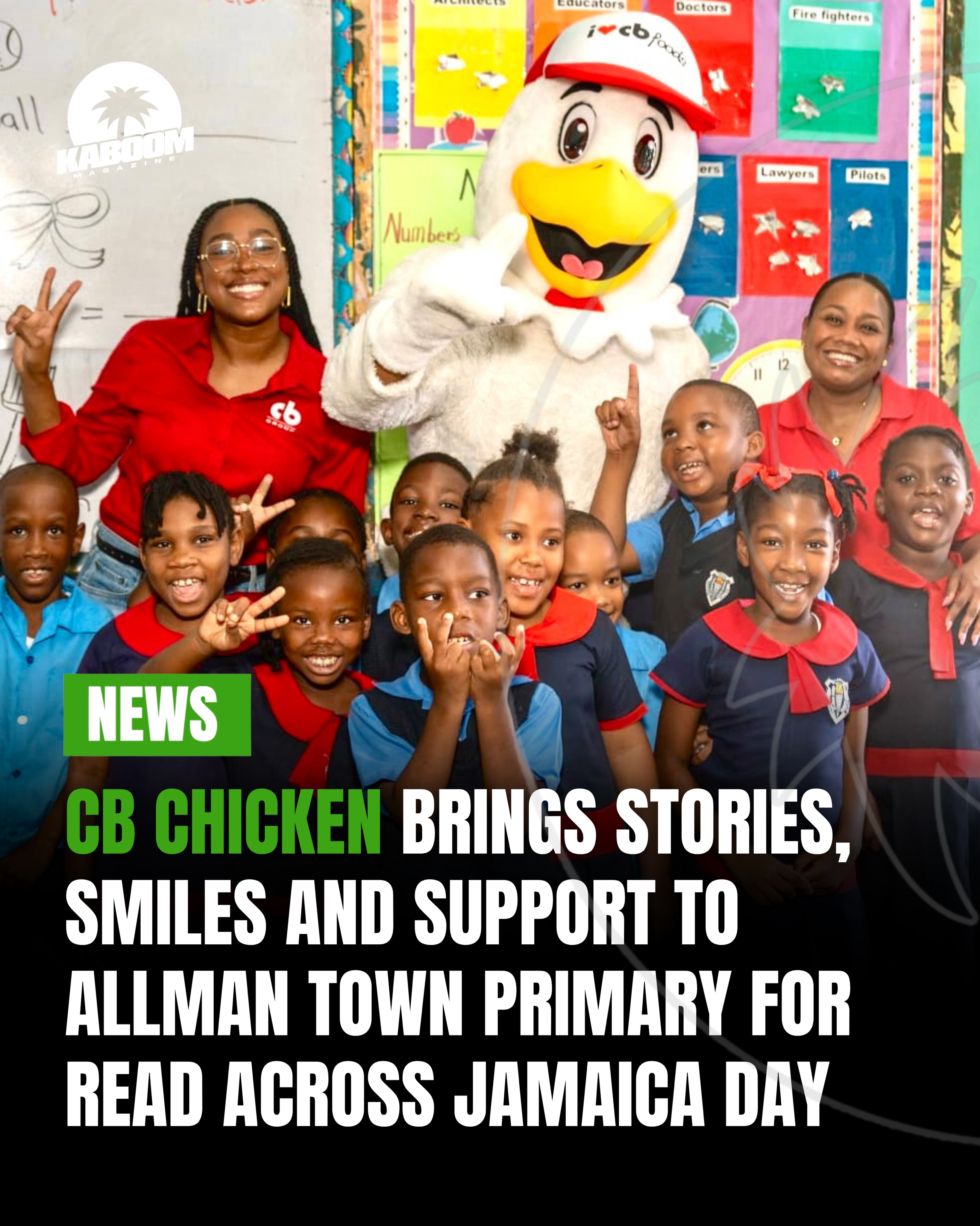 CB Chicken brought excitement and meaningful support to Allman Town Primary School in Kingston as part of this year’s Read Across Jamaica Day celebrations.
Students across Grade 1 and Grade 2 enjoyed interactive reading sessions filled with laughter, questions, and engagement as they explored stories written by Jamaican authors.
The experience was made even more memorable with appearances from Chicky, the CB Chicken mascot, along with activity books, colouring books, and branded giveaways for the students.
The initiative also extended beyond literacy, as CB Chicken donated storybooks and 10 cases of chicken to the school, reinforcing its commitment to education, nutrition, and community development.
“We wanted students to see themselves reflected in the stories they read,” said Nicole Hall, Senior Manager - Commercial Marketing at CB Foods.
More on Kaboommag.com 🗞
#kaboommag #kaboommagazine