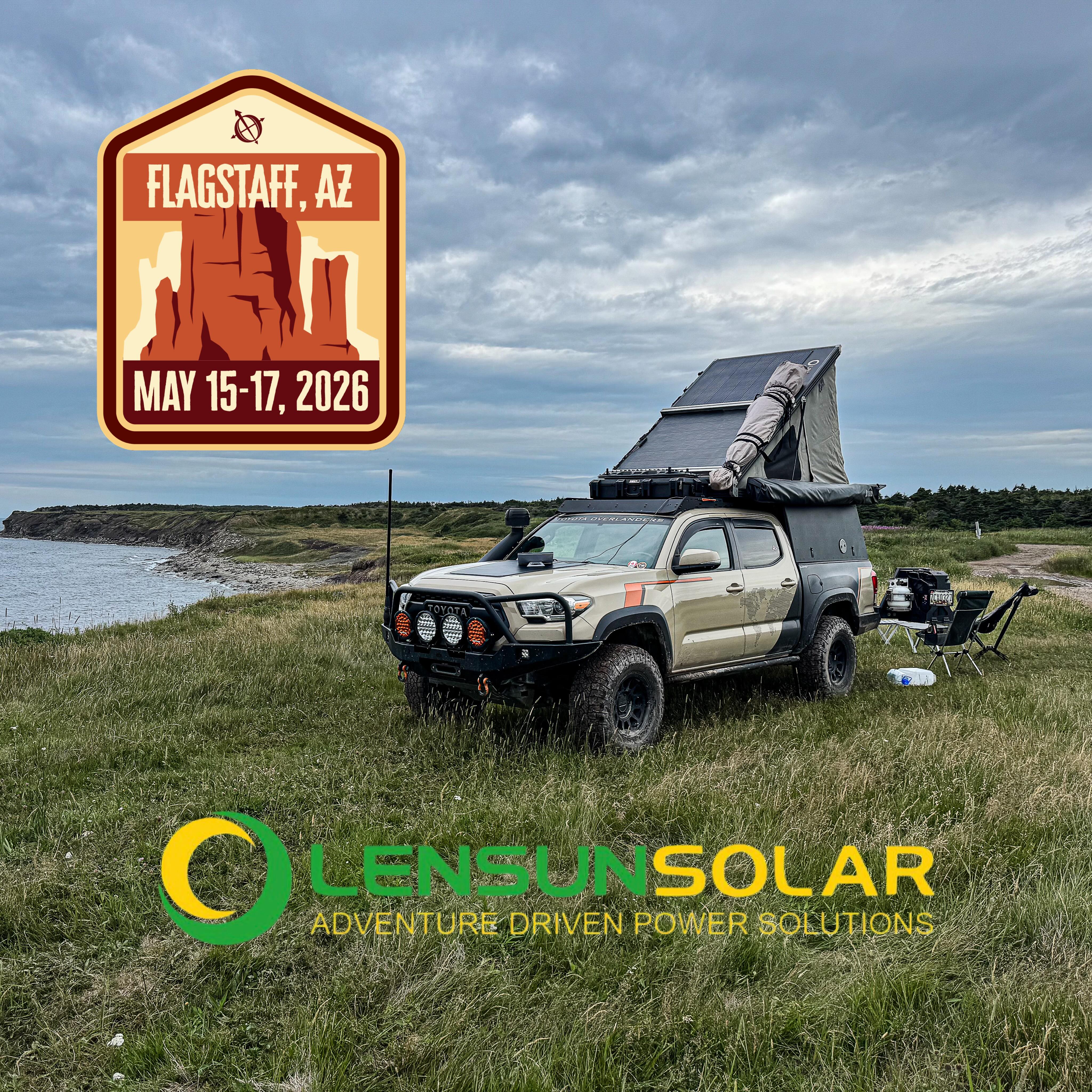 Coming up fast…. Visit @lensunsolar | booth F13. This Friday , Saturday and Sunday. #overlandexpo #toyotaoverlanders.