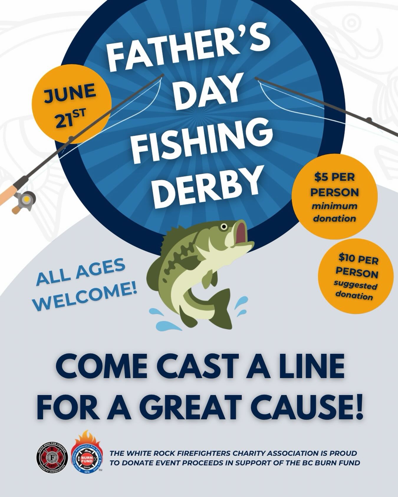 Got plans this Father’s Day? Come join your White Rock Firefighters at the White Rock Pier and cast a line for a great cause! Registration form and more information coming to our stories soon! Sea you there? 😏🎣