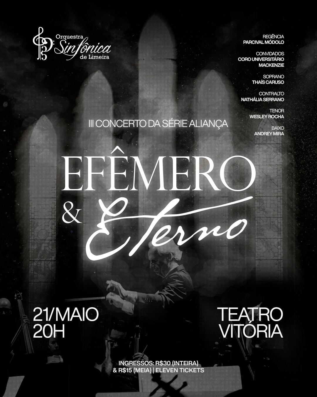 A Orquestra Sinfônica de Limeira convida o público para uma noite de grande expressão artística e emoção, celebrando a força da música sinfônica e coral. O programa reúne três obras que transitam entre o lirismo, a dramaticidade e a espiritualidade.
Abrindo o concerto, Nänie, Op. 82, de Johannes Brahms, apresenta uma reflexão sensível sobre a beleza efêmera da vida, com uma escrita que entrelaça coro e orquestra de forma elegante e introspectiva. Em seguida, a Abertura Trágica, Op. 81, do mesmo compositor, conduz o público por uma narrativa intensa, marcada por contrastes e forte expressividade, revelando um Brahms mais dramático e sombrio.
Encerrando a noite, o monumental Te Deum em Dó maior, WAB 45, de Anton Bruckner, eleva o espírito com sua imponência sonora e caráter celebratório. Com escrita coral grandiosa e orquestração majestosa, a obra combina momentos de exaltação com passagens de profunda reverência, criando uma experiência musical de grande impacto.
O concerto contará com a participação especial do Coro Universitário Mackenzie e regência do maestro convidado Parcival Módolo, prometendo uma vivência artística marcante.
A apresentação acontece no dia 21 de maio, às 20h, no Teatro Vitória.
Ingressos: R$30 (inteira) e R$15 (meia), disponíveis na bilheteria do teatro.
Realização: Sociedade Pró-Sinfônica de Limeira e Prefeitura de Limeira, por meio da Secretaria de Cultura. Patrocínio Ouro: Tate & Lyle. Patrocínio Prata: Unimed Limeira. Apoio cultural: Artisan du Gelée, Picture, Peixinho e Hotel Zahara.