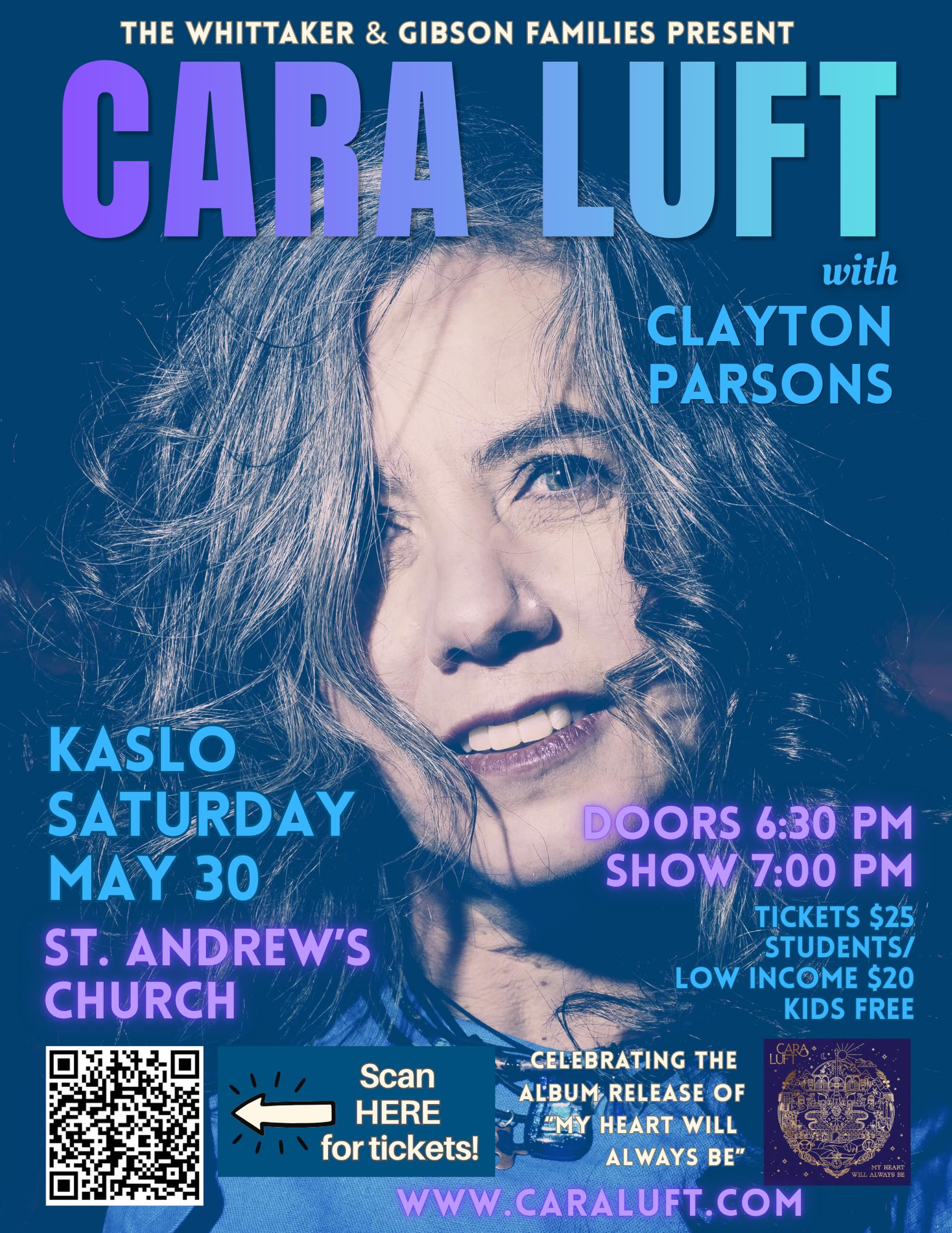 Kaslo friends come join us to celebrate Cara’s new album, fun music with friends and Nancy’s 85 birthday!!