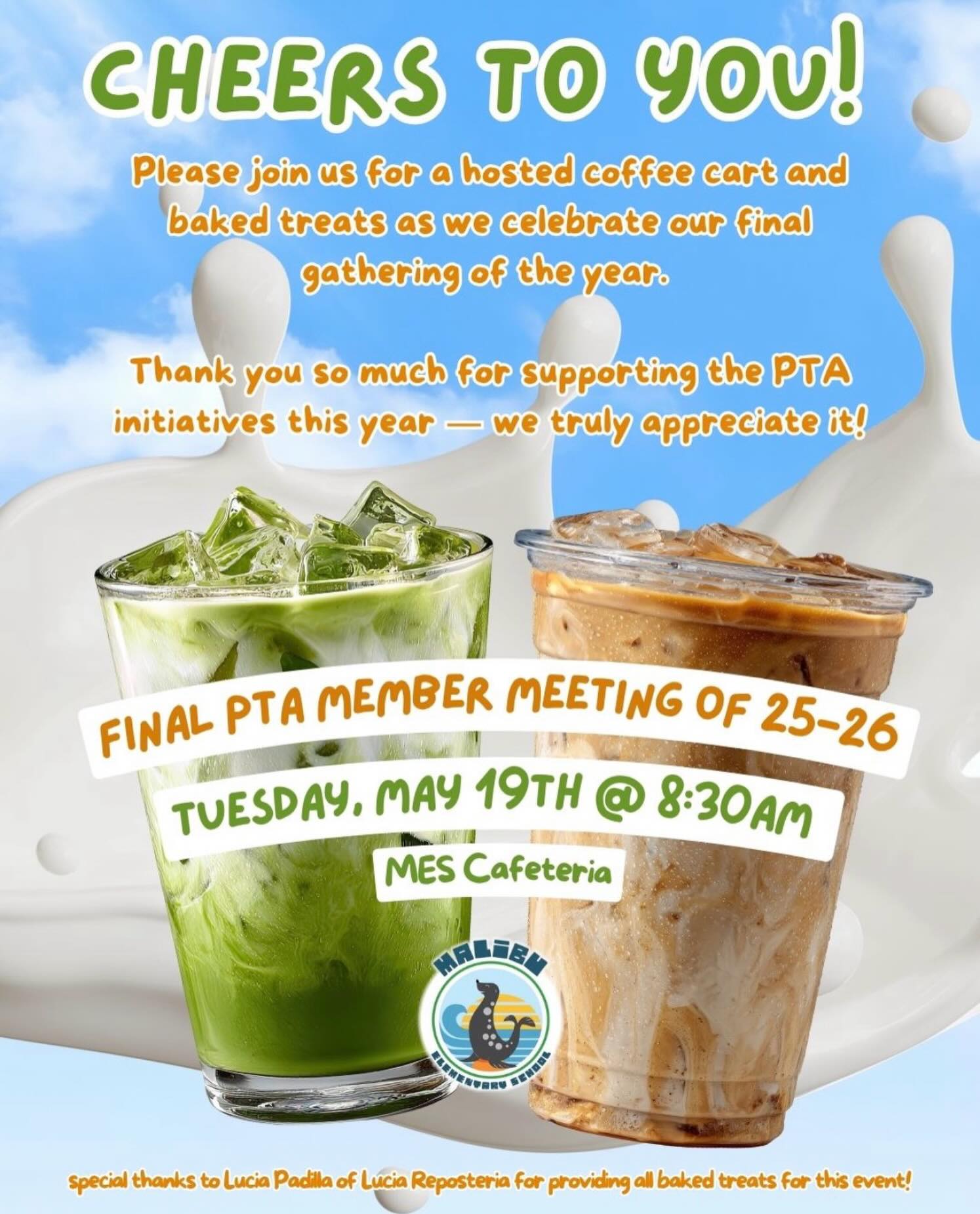 Let’s get together next Tuesday for our last PTA meeting of the year! 🎉🥳👏