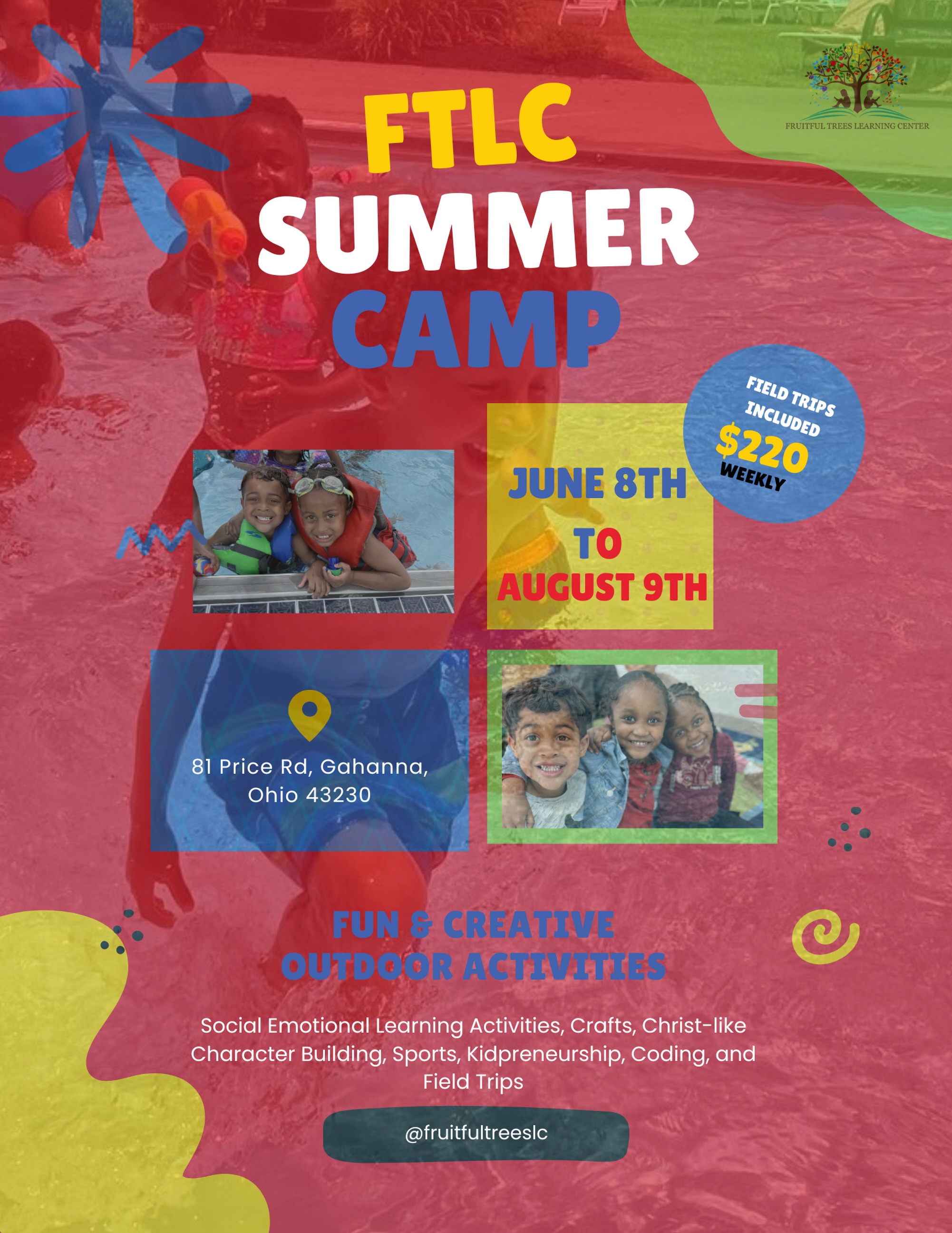 Summer is right around the corner ☀️🌳
Get ready for a summer full of fun, learning, laughter, friendships, outdoor adventures, crafts, activities, and memories your little ones will never forget! 📚🎨🛝
This summer is going to be one for the books at Fruitful Trees Learning Center 💚
Message us today to reserve your child’s spot for Summer Camp before spaces fill up!