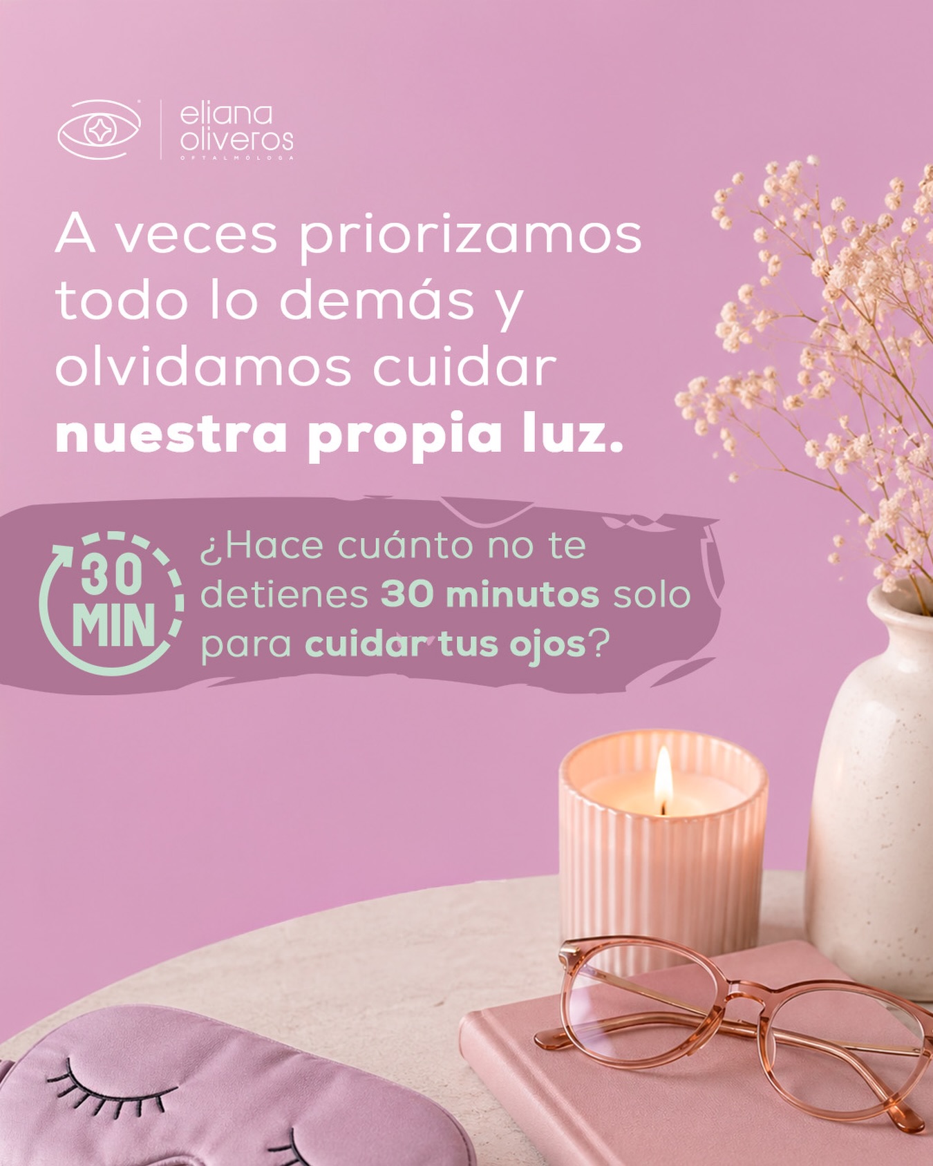 Vivimos a un ritmo tan acelerado que es muy fácil dejar nuestro propio bienestar para después ⏳
Entre el trabajo, la familia y la rutina, a veces priorizamos todo lo demás y olvidamos cuidar de nuestra propia luz ✨. Tus ojos te permiten conectar, trabajar y disfrutar de cada detalle de tu vida, y merecen que te detengas un momento exclusivamente por ellos.
👉 Regálate hoy ese espacio de autocuidado. Tienes el link en mi perfil para agendar tu cita lo más pronto posible