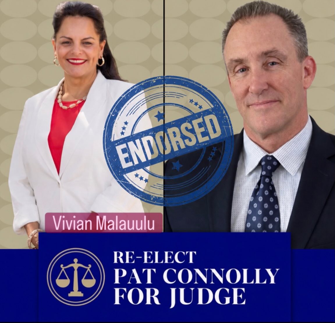 Thank you to @vivian_malauulu LBCCD Trustee and Candidate for Long Beach City council for your endorsement! Honored to have your support as I continue to serve the community with fairness and integrity. #ConnollyForJudge #experiencethatmatters #losangelescountyprimary #Office116