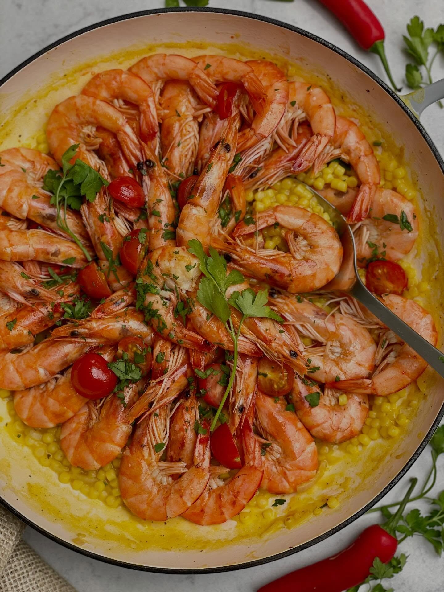 King prawns sautéed in white wine, served on a bed of saffron fregola ✨
Have you ever tried fregola before?
This beautiful toasted Sardinian pasta has a wonderfully rustic bite and pairs perfectly with seafood!
For this dish, the fregola is gently cooked like a saffron risotto, slowly absorbing all the flavour before being topped with king prawns sautéed in garlic, chilli and white wine.
Light, comforting, elegant… and full of Mediterranean sunshine — the kind of dish that instantly transports you to a seaside trattoria on the Italian coast 🇮🇹♥️
If this is your kind of food, you’ll love our next Supper Club at MammaLina (E11)
📍 Thursday 25th June
🕖 7:00pm – 10:30pm
🍷 Authentic Italian supper club experience
🍝 Seasonal, homemade regional dishes, this time inspired by Sardinian flavours
✨ Shared-table dining in a relaxed, intimate setting
♥️ Hosted in collaboration with the wonderful pastaia Carmela from @the.pastaroom and sponsored by @filippoberio_uk
Expect an evening of Italian food, wine, stories and atmosphere — just like being welcomed into an Italian home.
Limited spaces available.
BOOKING NOW OPEN — DM to join the waiting list ✉️
Baci
Adele & Carmela XX
#italianfood #supperclub #sardinia #foodie #londonevents