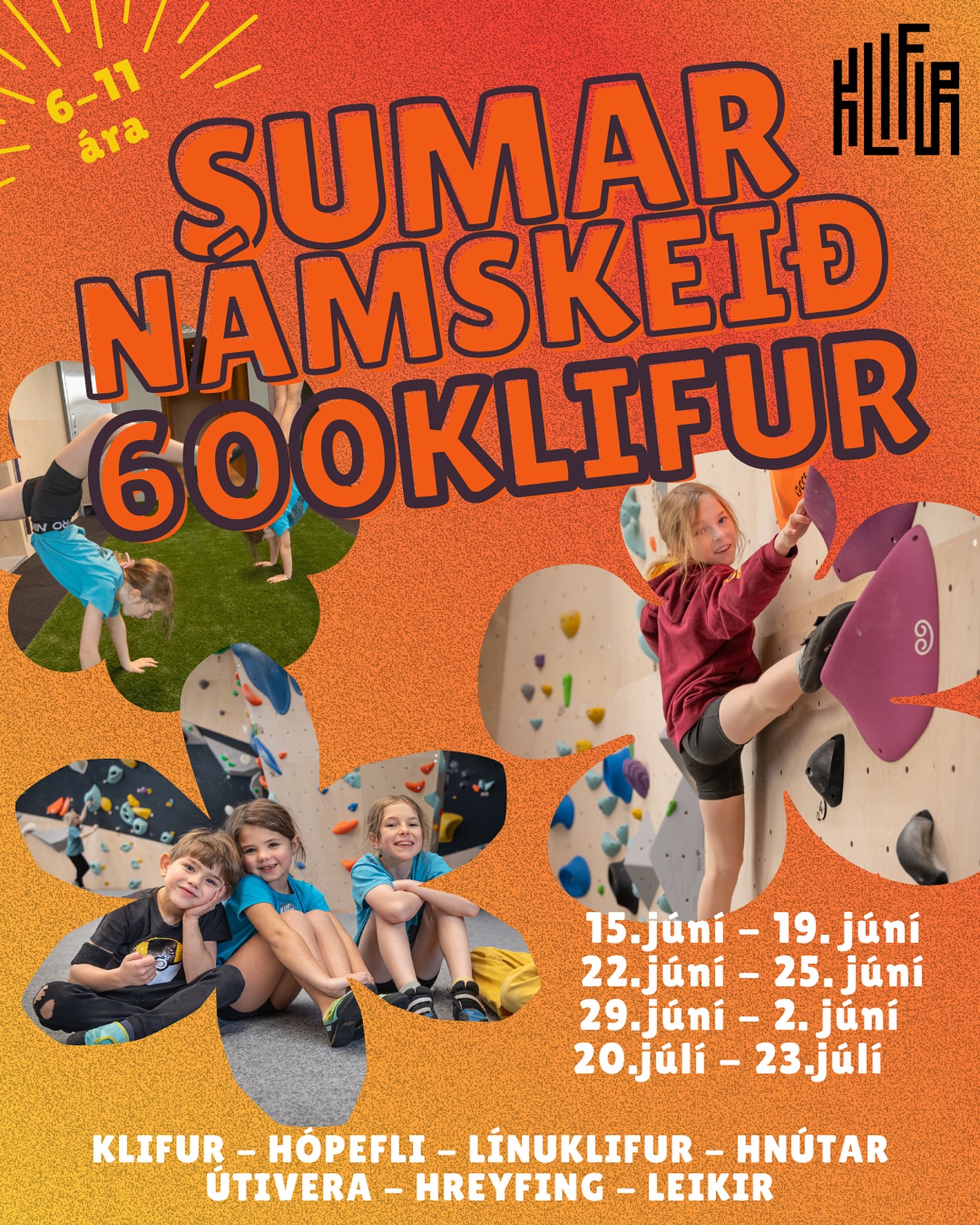 Við erum spennt að segja ykkur frá því að við munum bjóða upp á skemmtileg sumarnámskeið fyrir hressa krakka í sumar - Skráning er hafin🤗 Frekari upplýsingar má finna inni á heimasíðunni okkar (hlekkur í bio)