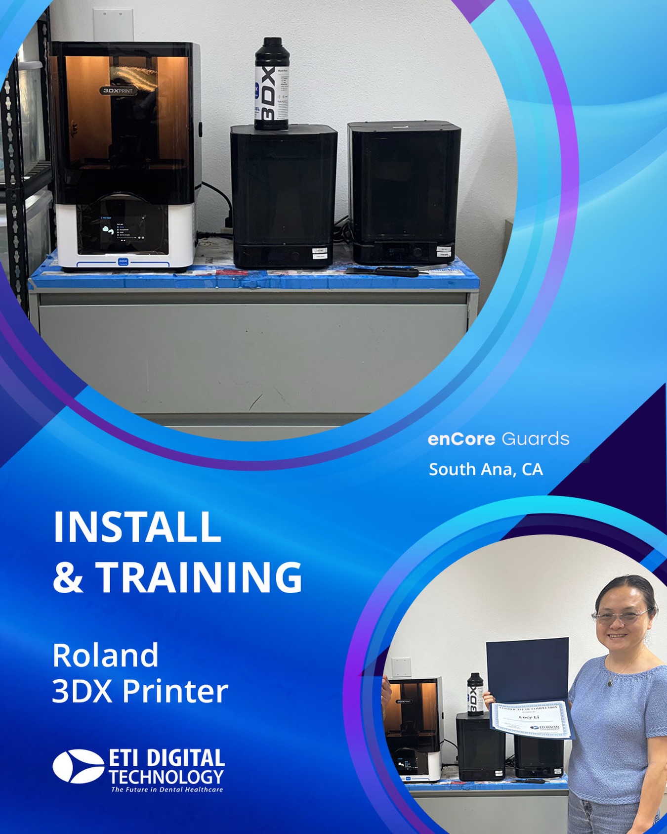 Big congratulations to our partners at enCore Guards in Santa Ana, CA! š
Ā
Your team is now equipped with the Roland 3DX 3D Printer and ready to take digital production to the next level! ššØļø
Ā
Weāre proud to support enCore Guards with industry-leading technology, expert guidance, and personalized service every step of the way. Thank you for trusting ETI Digital Technology as your digital workflow partner! š¤āØ
Ā
Ready to elevate your workflow?
š 714-238-1490
š§ sales@etidigitaltechnology.com
.
#Roland3DPrinter #DigitalDentistry #3DPrinting #DentalTechnology #ETIDigitalTechnology
