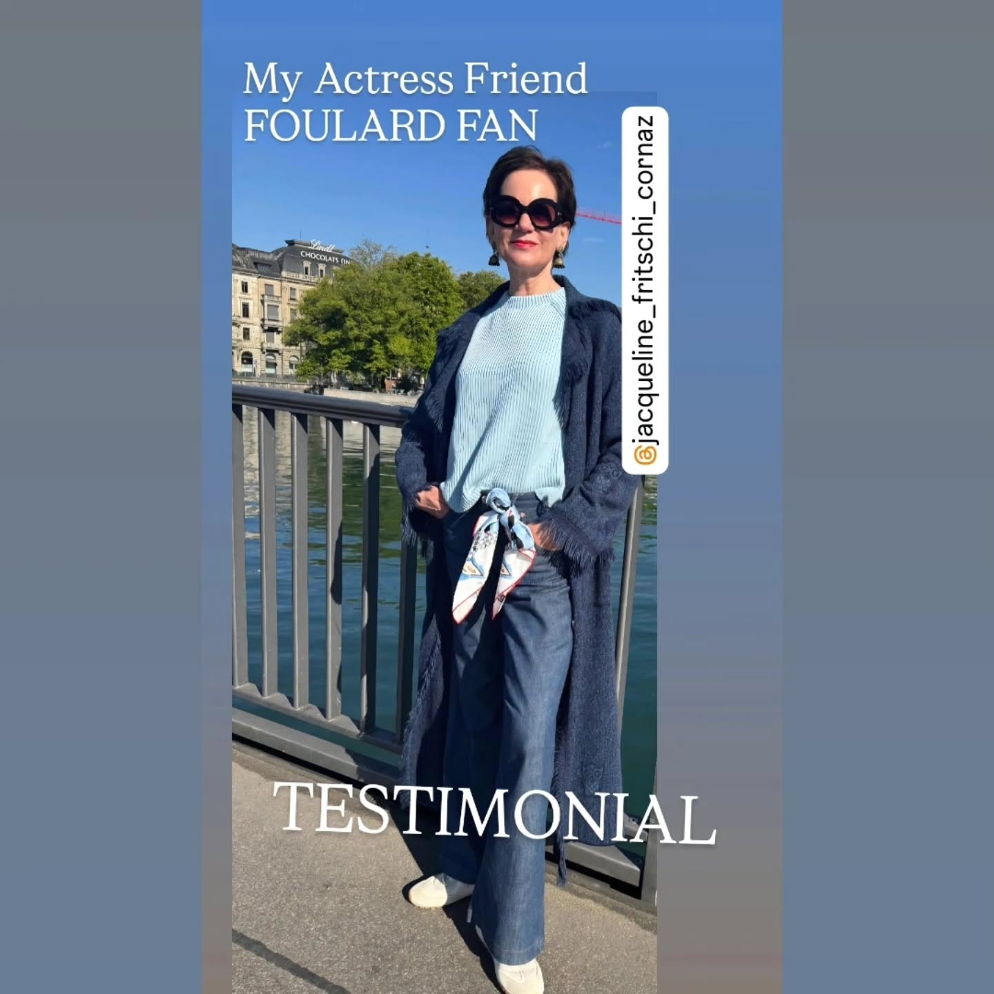 Wearing my Scarf as a Belt
Yes please !
Thank you Jacqueline my dear Actress Friend - this looks good -
You' re wonderful
Actress
@jacqueline_fritschi_cornaz
Designer
@florence.e.bachofenszekely
#bechic #foulardchic #swissactress #swissdesign #madeinitaly