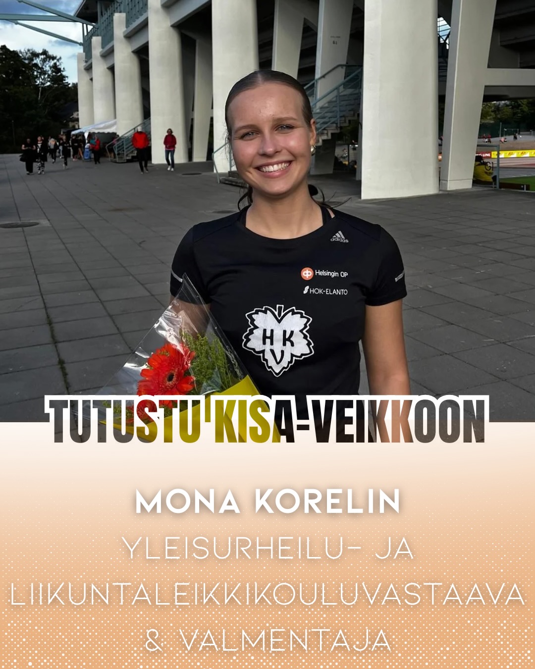 Tutustu Kisa-Veikkoon -postaussarja esittelee HKV:n urheilijoita, valmentajia ja muita seuratoimijoita! 🤩 Tällä kertaa vuorossa yleisurheilu ja liikuntaleikkikouluvastaava + valmentaja Mona Korelin. Swaippaa ja lue Monan vastaukset kysymyksiin!
Keneen haluaisit päästä seuraavana tutustumaan? 🤔 Laita ehdotuksesi kommentteihin tai lähetä meille dm:n kautta!
