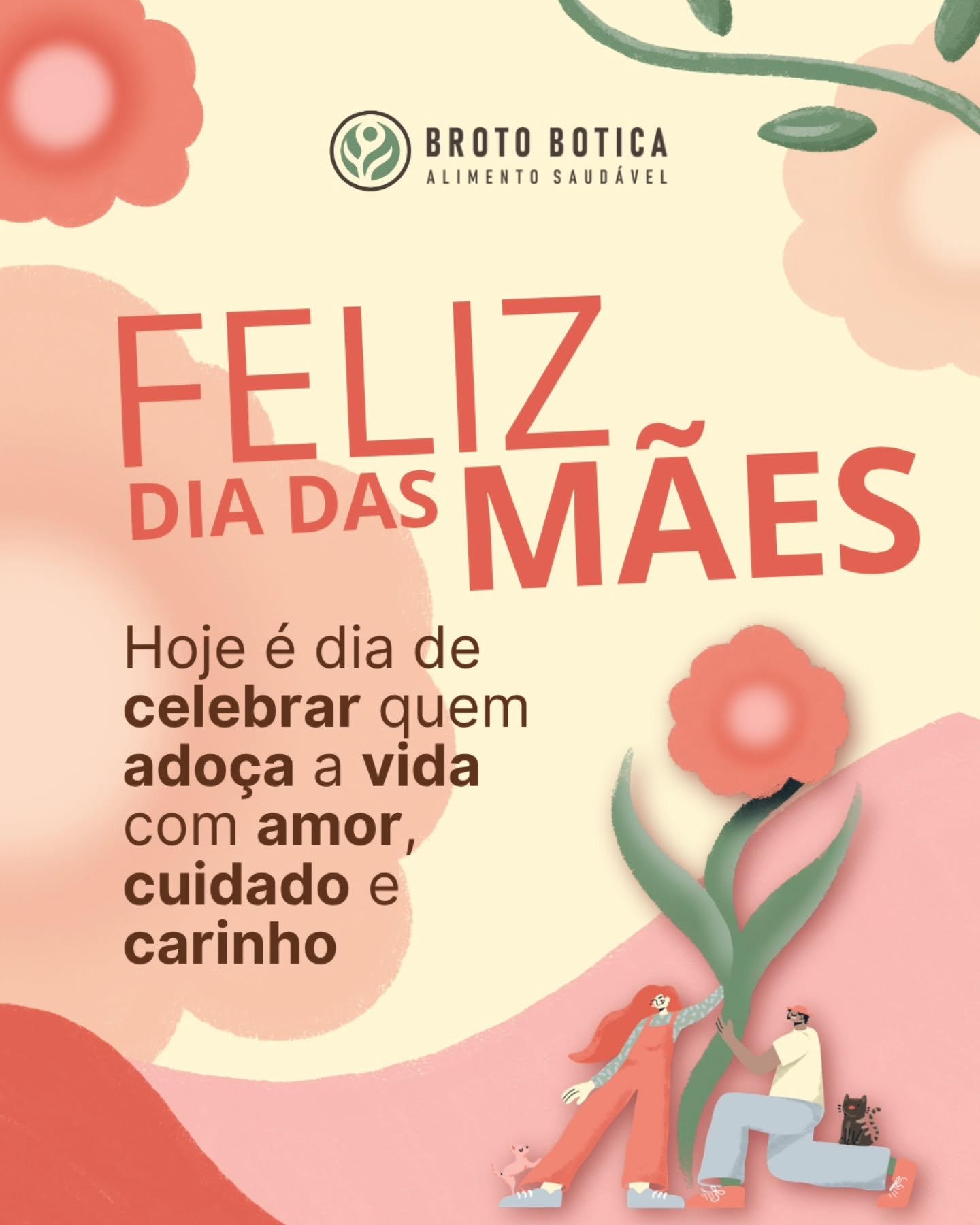 Mãe é colo, cuidado, força e amor em cada detalhe do dia a dia. 🌷💛
Hoje celebramos aquelas que nutrem a vida com carinho, presença e afeto — assim como o alimento saudável, feito com amor, também acolhe e conecta.
Feliz Dia das Mães para todas que tornam o mundo mais doce, leve e cheio de vida. ✨
Com carinho, BROTO BOTICA 🌿
