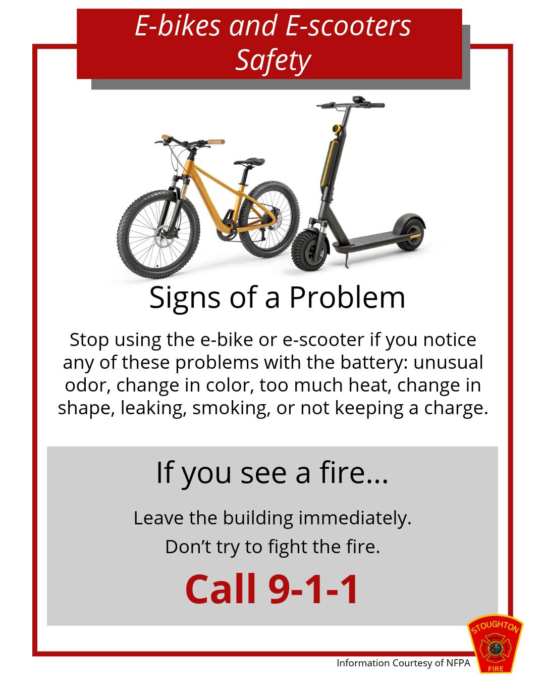 Happy National Bike Month! 🚲
E-bikes are a great way to get around, but their lithium-ion batteries require special care. Keep your ride safe with these simple tips:
- Do not keep charging the device or device battery after it is fully charged.
- Only use the battery and the charger that were designed for, and came with, the device.
-Store e-bikes, e-scooters, and batteries away from exit doors and anything that can get hot or catch fire.
Stay safe and enjoy the ride!
#SFD #NationalBikeMonth #EBikeSafety #LithiumIonSafety
