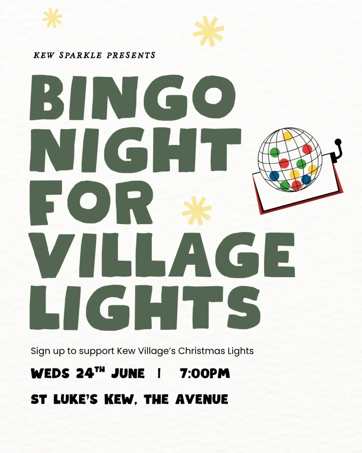 Head to the link in our bio to book your place at Bingo Night, presented by Kew Sparkle
Let's light up the village for Christmas again!