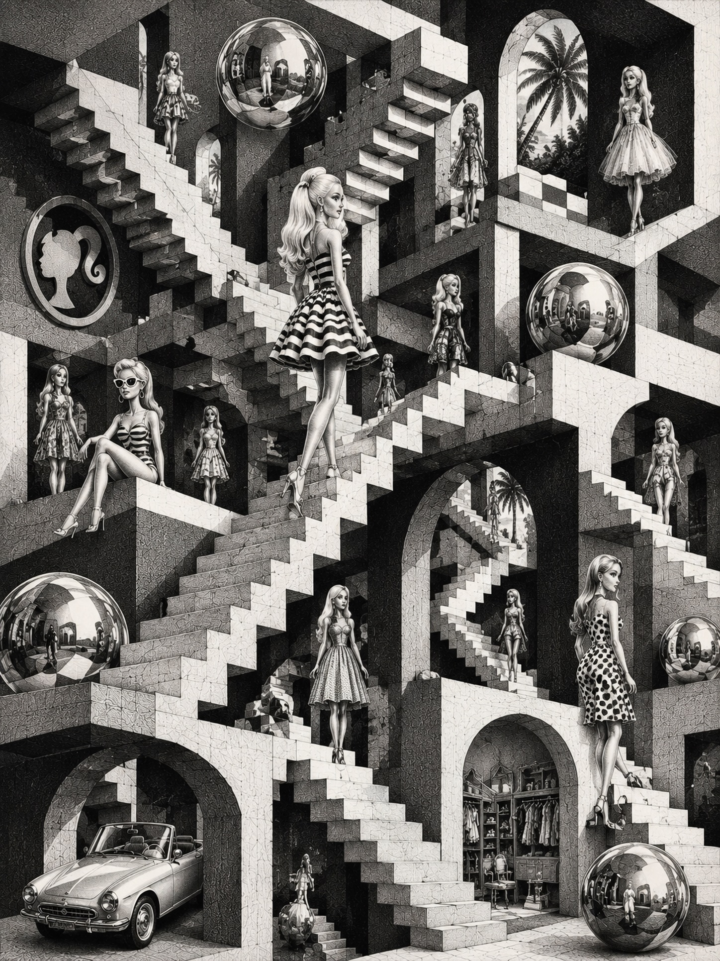 Lost in impossible spaces, endless reflections, and surreal geometry. This M.C. Escher-inspired piece plays with perception, movement, and illusion â where reality bends and every angle tells a different story. I love creating art that makes you pause and look twice. đ¤â¨
CBirdCREATIVE.com
#CBirdCREATIVE #MCEscherInspired #SurrealArt #OpticalIllusionArt #ContemporaryArt