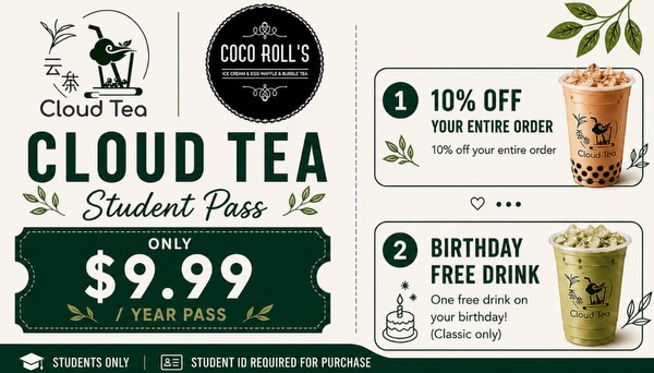 🚨 LIMITED RELEASE 🚨
Only 50 Cloud Tea Student Passes available 🎓💚
$9.99 for the YEAR
First come, first served.
✨ Includes:
• 10% OFF your order
• FREE birthday drink
• Student-only perks coming soon 👀
Once the 50 passes are gone, registration closes.
Available at BOTH locations:
📍 Algonquin
2405 Algonquin Rd, Algonquin, IL 60102
📍 Crystal Lake
5 Crystal Lake Plaza, Crystal Lake, IL 60014
🪪 Student ID required
🚫 Cannot be combined with other offers
🥤 Regular menu items only
If you come to Cloud Tea more than a few times a month…
this card will pay for itself fast.
Tag your friends before they sell out 👇
#CloudTea #StudentPass #BubbleTea #Boba #StudentDiscount Algonquin CrystalLake HighSchoolLife CollegeLife MilkTea IllinoisFood IceCream TeaLovers McHenryCounty