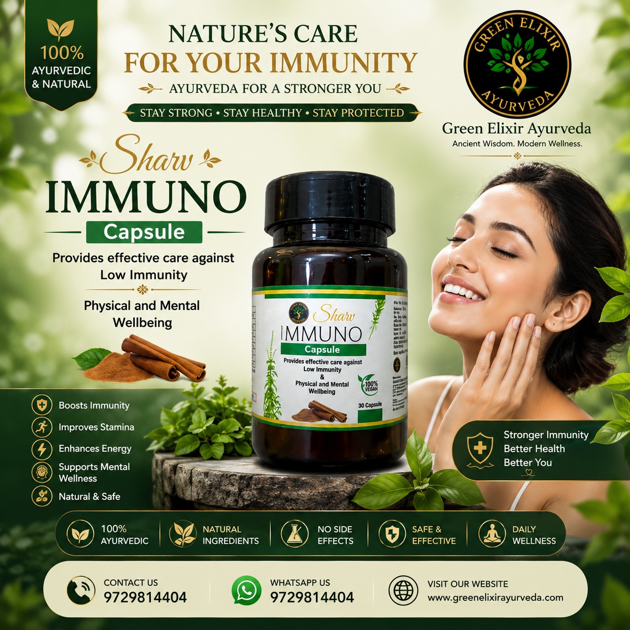 Your body deserves natural protection. 💚
Sharv Immuno Capsule is crafted with Ayurvedic goodness to support immunity, improve overall wellness & help you stay active naturally. 🌱
Say goodbye to weakness & low immunity and embrace the power of Ayurveda every day. ⚜️
💚 Stronger Immunity
💚 Better Wellness
💚 Daily Natural Care
💚 Supports Mental & Physical Wellbeing
📞 Contact / WhatsApp: 9729814404
🌐 www.greenelixirayurveda.com
#GreenElixirAyurveda #SharvImmuno #ImmunityBooster #Ayurveda #HerbalWellness #NaturalHealing #HealthyLifestyle #AyurvedicCapsule #WellnessJourney #StayHealthy #BoostImmunity #OrganicWellness #HolisticHealth #NaturalCare #AyurvedicLife #HerbalMedicine #LuxuryAyurveda #DailyWellness #FitnessSupport #HealthCare #HealthyLiving #NatureCare #Wellbeing #ViralPost #ExplorePage #InstaHealth #TrendingNow #ImmunitySupport #PureAyurveda #healthgoals