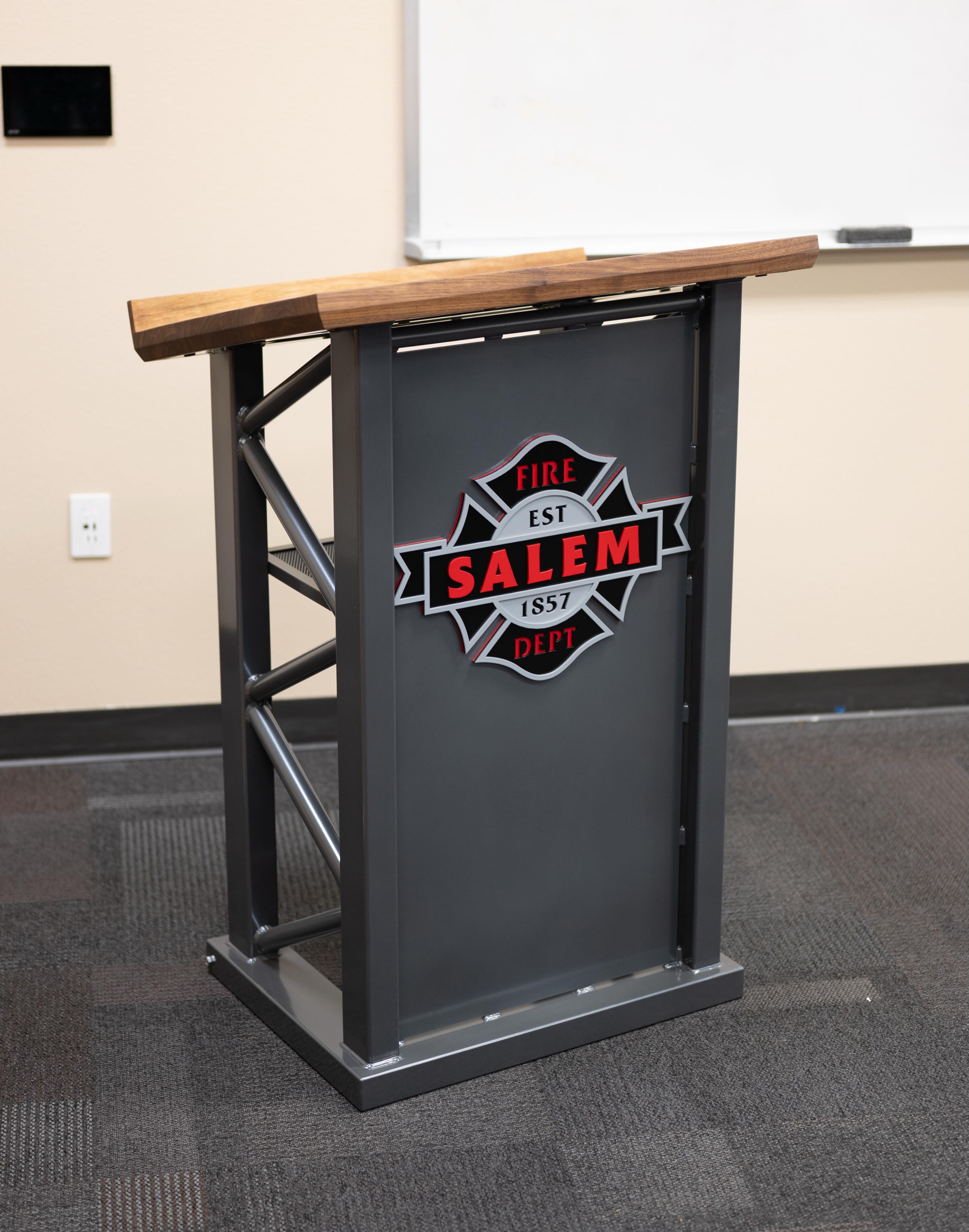 We fabricated a new podium for Salem Fire Department.