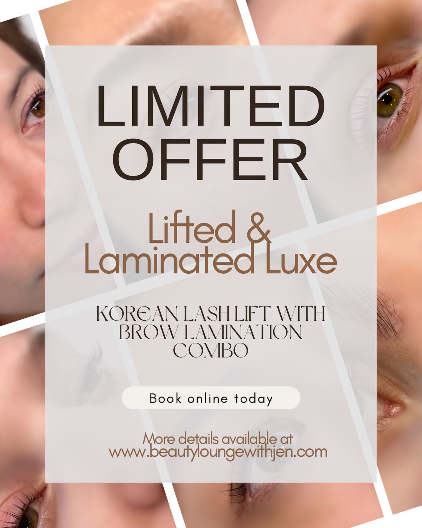 To celebrate almost 1 year of opening, I’m Introducing our LIMITED TIME Korean Lash Lift + Brow Lamination Luxe Combo — the in-demand treatment for lifted lashes, fluffy brows, and that naturally polished look 🤎
Wake up looking fresh, defined, and low maintenance every day.
This special offer is available until the end of June only.
Book online now + find full details on our website before spots fill up ✨
*patch test is required for new clients and must be at least 48hrs before treatment
#KoreanLashLift #BrowLamination #LashLiftAndTint #NaturalBeauty #EffortlessBeauty