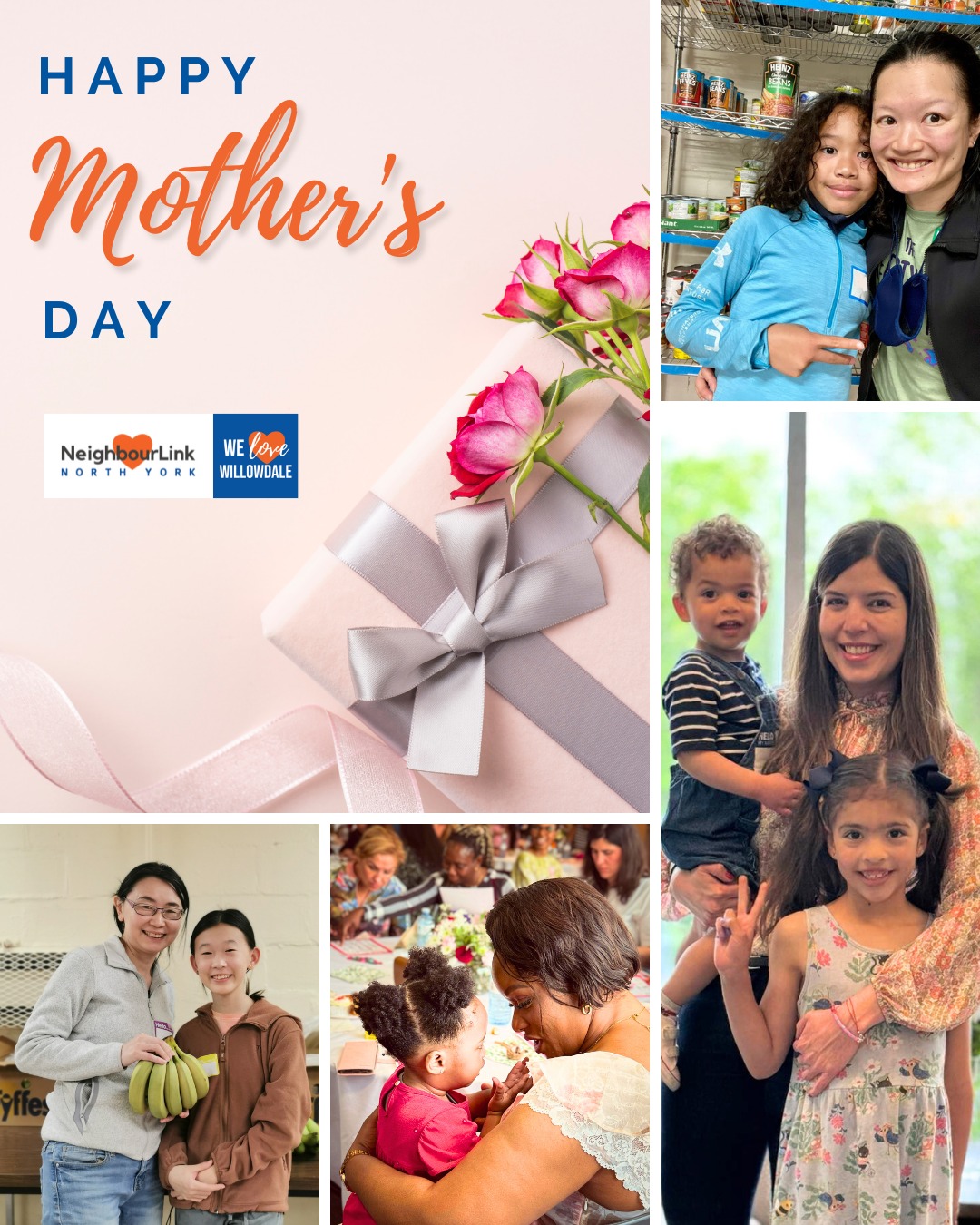 Happy Mother's Day to all the incredible mother's in our community! Thank you for all you do for your families and for our neighbourhood! NeighbourLink would cease to exist without the impactful contributions of the moms on our staff team, volunteer network and programs.
We're wishing you a day full of love!
Yesterday NeighbourLink hosted our 4th Single Mom's Mother's Day Tea for 50+ single mother's across North York. Stay tuned for updates from that! Thank you to all who donated to our fundraiser to offer the moms restaurant gift cards to enjoy a meal with their children today.
#MothersDay #WeLoveWillowdale #NeighboursHelpingNeighbours #Community #NorthYork #Mom #SingleMoms