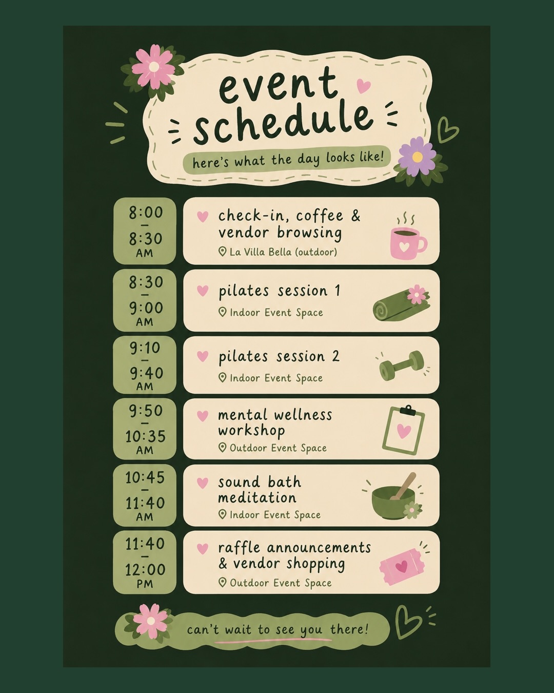 here’s exactly how your morning will flow 🤍
from the moment you arrive to the final raffle — every part of this event was designed with intention, so you can ease in, move your body, learn, and actually feel a shift
✨ coffee + vendor browsing to start the morning slow
✨ pilates (2 sessions indoors) to ground + reconnect
✨ mental wellness workshop under the pergola
✨ sound bath to fully reset your nervous system
✨ raffle + community time to close it out
you don’t have to be “ready” for this
you don’t have to have it all together
you just have to show up 💚
this is your space to slow down, breathe, and not feel so alone in what you’re navigating
tickets are almost gone — if you’ve been thinking about it, this is your sign
🎟 link in bio
May 16 | Upland, CA | 8AM–12PM
#mentalwellnessevent #inlandempireevents #uplandca #wellnesscommunity #pilatesformentalhealth