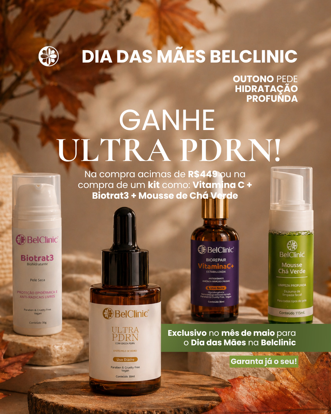 O outono muda a pele, e a rotina de cuidados também precisa mudar. 🍂
Com a queda da temperatura, é comum a pele ficar mais ressecada, sensível e sem viço. Por isso, essa é a estação ideal para investir em hidratação profunda e regeneração.
✨ O Ultra PDRN BelClinic atua no fortalecimento e revitalização da pele, ajudando a recuperar o viço, melhorar a hidratação e deixar a pele com aparência mais saudável.
E neste mês especial:
💚 Você ganha o Ultra PDRN
nas compras acima de R$449 ou adquirindo o kit com:
✨ Vitamina C
✨ Biotrat3
✨ Mousse Chá Verde
Um cuidado completo para atravessar o outono com a pele mais bonita, hidratada e equilibrada.
🌸 Exclusivo do mês das mães.
Acesse o link da bio para garantir o seu.