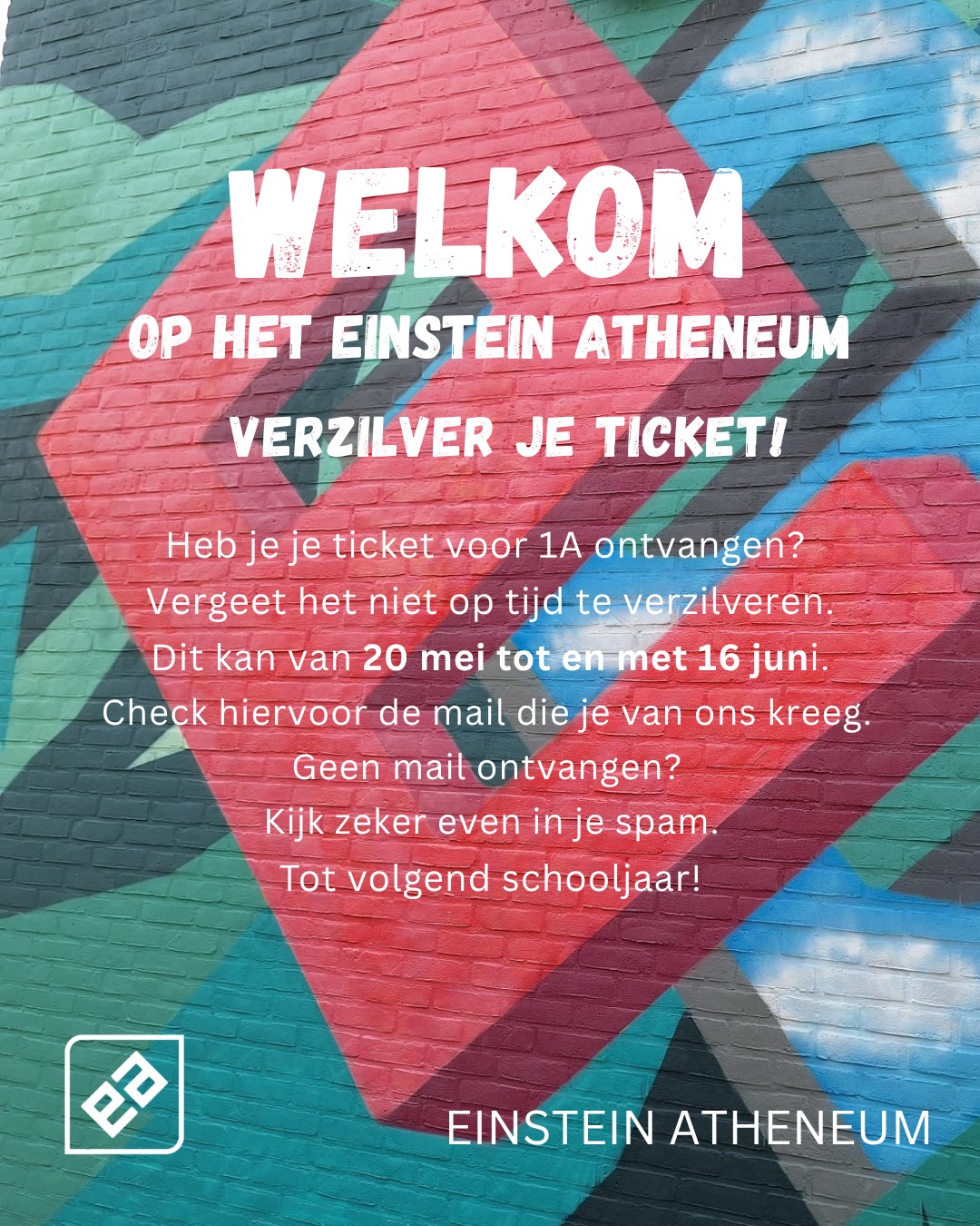 Vanaf 20 mei kan je het ticket voor 1A dat je ontving van Kies Een School verzilveren. Hoe je dat doet, zit in je mailbox!