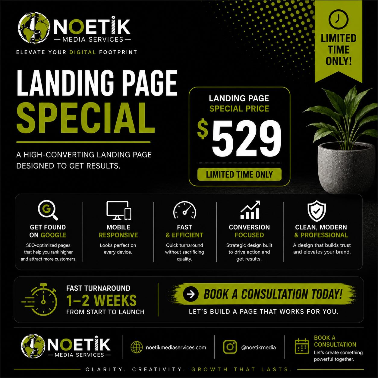 ✨ Your business deserves more than just a social media page.
A custom landing page gives your brand a real home online — a place built to turn visitors into paying clients. 💻📲
Whether you’re launching a business, promoting an event, selling a product, booking clients, or building your email list… a strategic landing page can help you:
✔️ Look more professional
✔️ Get found on Google
✔️ Collect leads & inquiries
✔️ Increase bookings & sales
✔️ Share all your important info in one place
At Noetik Media Services, I create clean, intentional landing pages designed to help brands grow with clarity and confidence. 🌱✨
Perfect for:
• Artists & Creatives 🎶
• Small Businesses 🛍️
• Wellness Brands 🌿
• Events & Experiences 🎟️
• Coaches & Entrepreneurs 💡
Ready to elevate your online presence?
📩 DM me “LANDING PAGE” or book a consultation today.
#NoetikMedia #LandingPageDesign #WebDesigner #SmallBusinessMarketing #WixDesigner