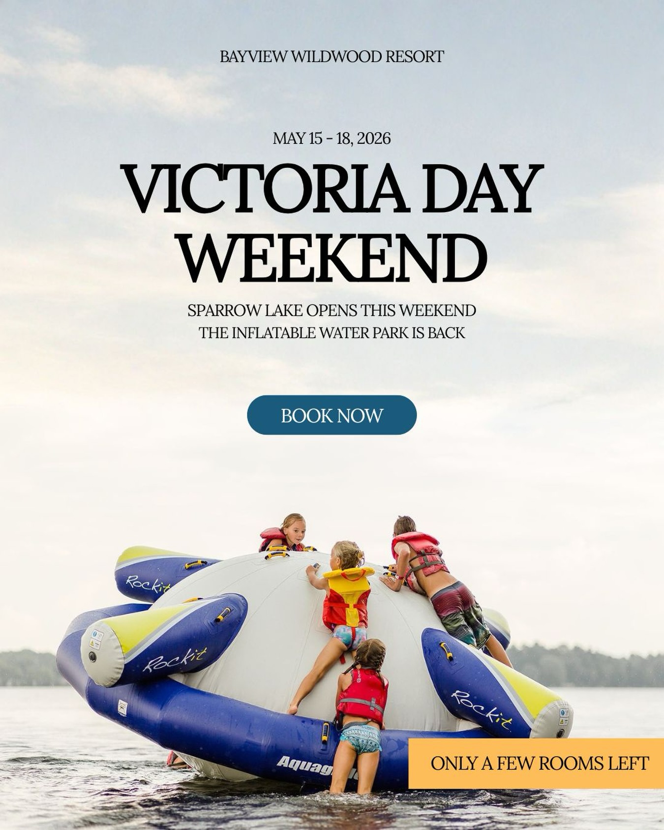 Sparrow Lake opens this weekend.
Victoria Day Weekend at Bayview Wildwood Resort, May 15 to 18. The inflatable water park is back and the boats are out.
Only a few rooms left. Book now.
#victoriaday #resort #summer #bayviewwildwoodresort #muskoka