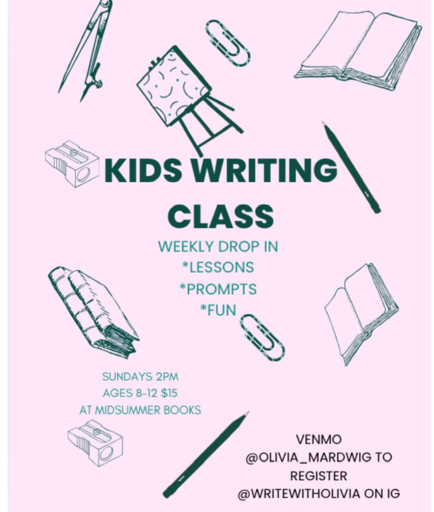 New drop in class alert for Philly Tweens. The incomparable @writewitholivia will be leading a weekly session in the community room Sundays at 2pm
This is a great opportunity for the creative writer in your life to grow their storytelling skills. Sign up directly with Olivia!