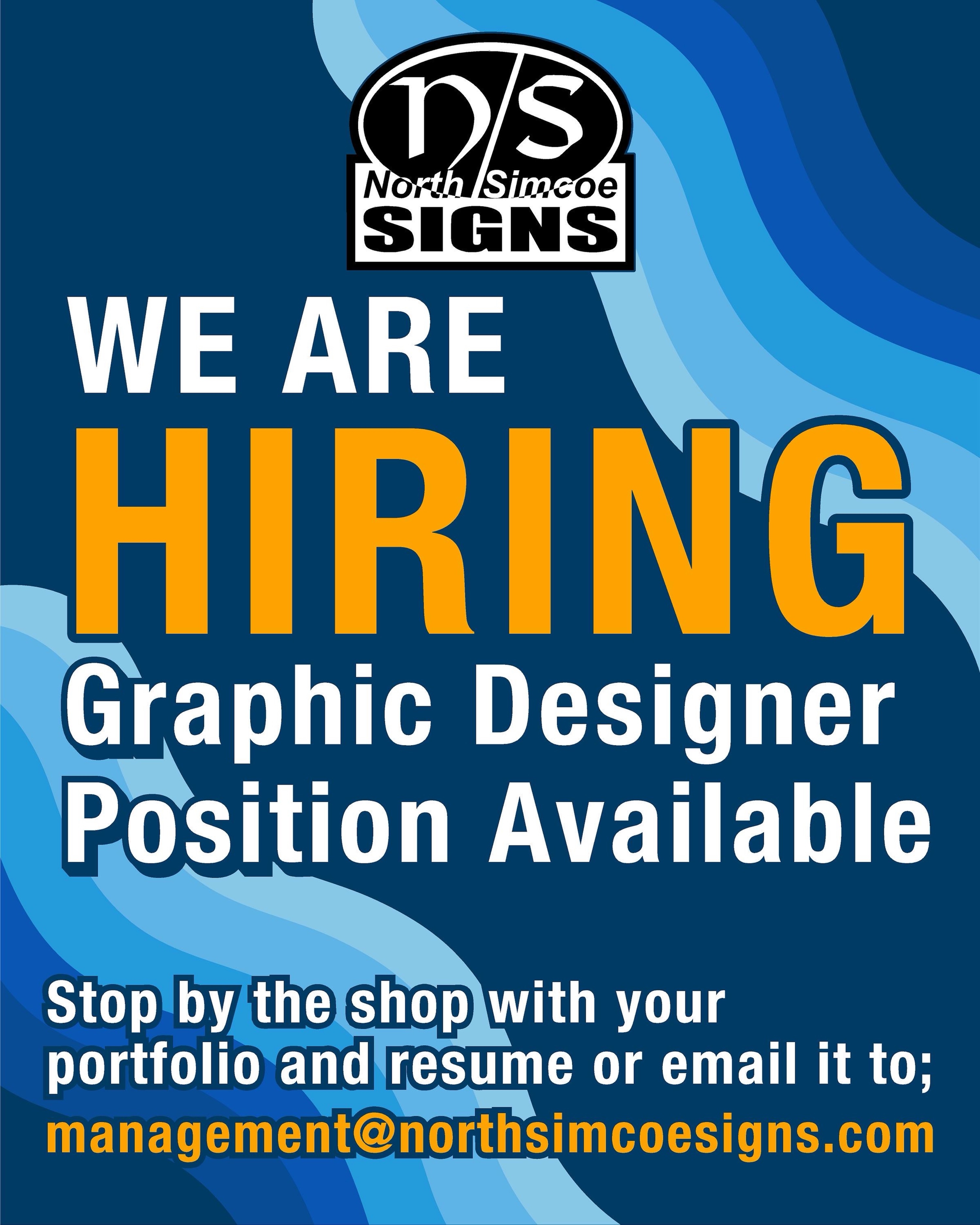 We’re hiring! ✨
We have a graphic design position available, if you’re interested please stop by the shop with portfolio and resume or email it to management@northsimcoesigns.com
#graphicdesigner #midlandontario
