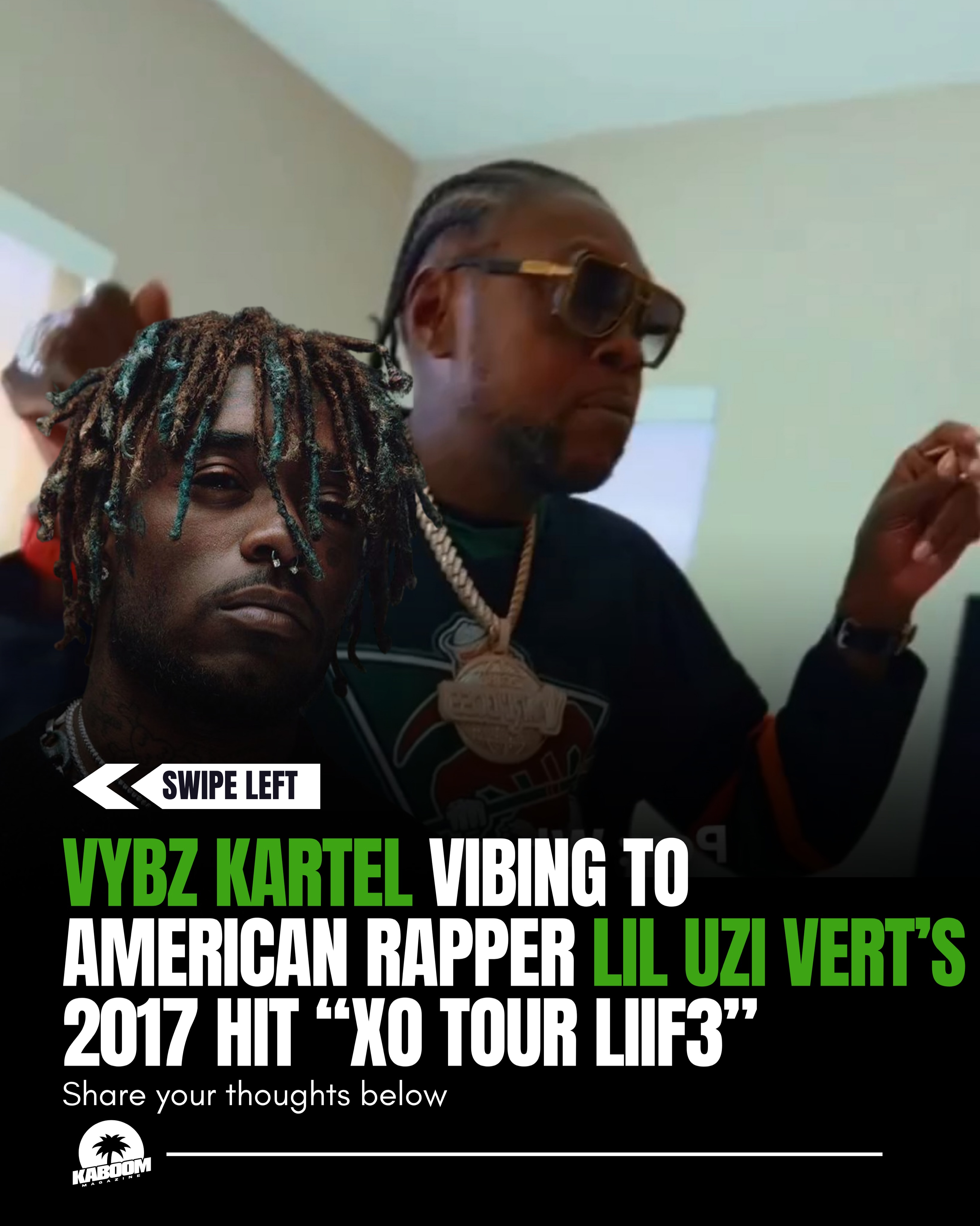 Dancehall legend Vybz Kartel caught a vibe listening to Lil Uzi Vert’s 2017 hit XO TOUR Llif3, showing love to one of the era’s biggest rap anthems
🎥: @shemarmckennon
#kaboommag #kaboommagazine