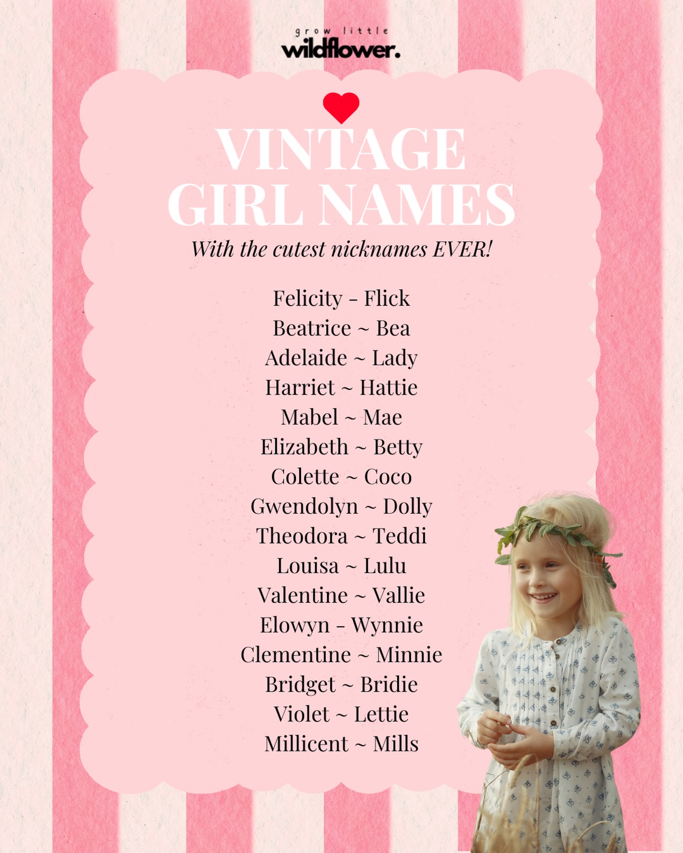 VINTAGE GIRLIES with the cutest nicknames EVER!!
Can’t resist these. Obsessed with Adelaide aka Lady, Beatrice aka Bea, Millicent aka Mills and Bridget aka Bridie 🥹💫🥹 love them all!!
#growlittlewildflower