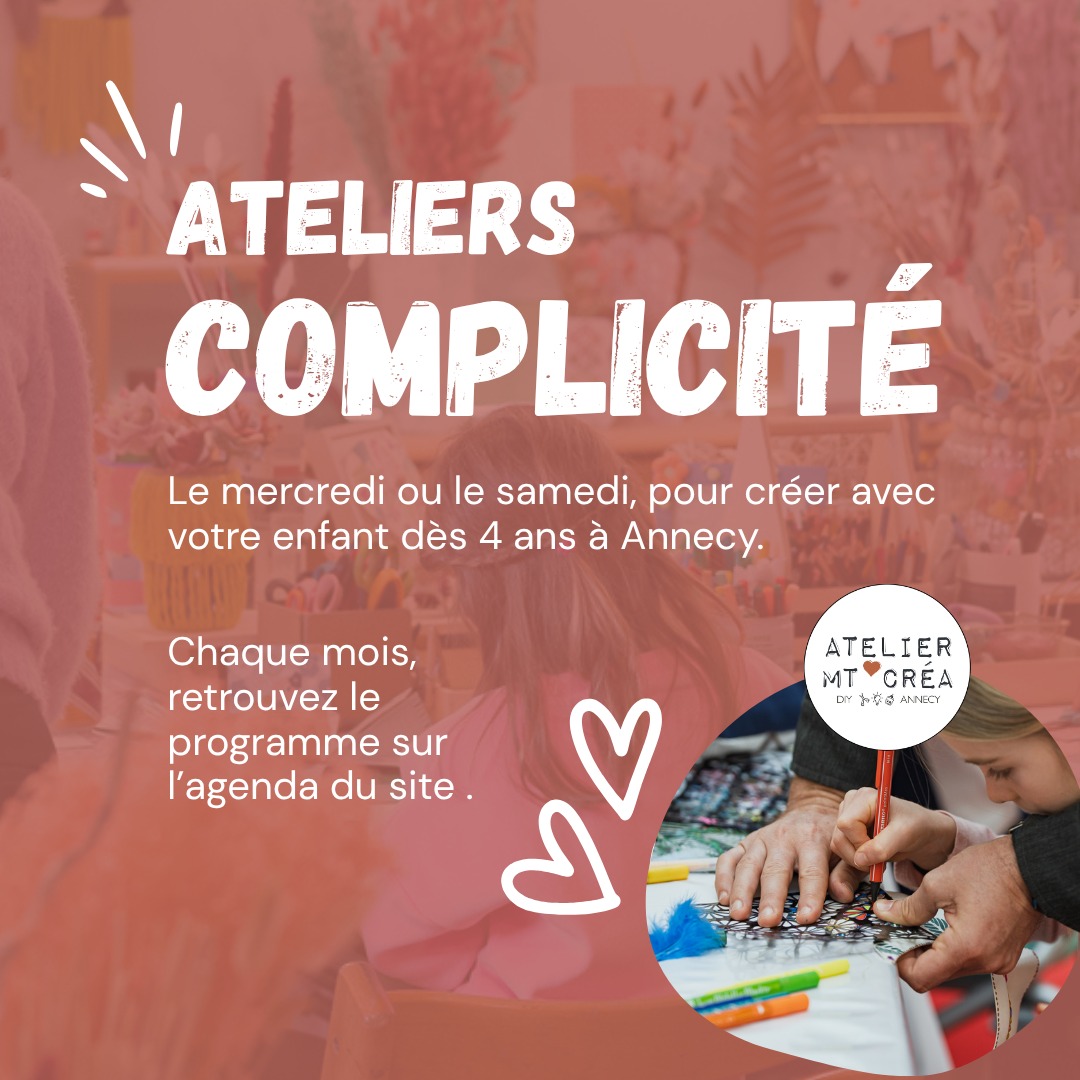 ✨ Les ateliers complicité reviennent les mercredis & samedis à l’atelier 💛
Prendre le temps de créer ensemble, ralentir un peu, partager un moment à 4 mains et repartir avec une création unique…
C’est tout l’esprit des ateliers complicité parent/enfant chez Atelier MT'Créa ✨
Au programme pour le mois de mai et juin:
🎨 décoration de dessous de verre
👜 impressions sur tote bag
🧢 personnalisation de bob
🌸 bouquet de fleurs aquarelle spécial fête des mères.
Des moments doux et créatifs pour les petits à partir de 4 ans comme les grands, de 6 à 11 ans dans un lieu inspirant où tout est pensé pour profiter ensemble du plaisir de faire 💕
📅 Retrouvez tout le programme des ateliers du mercredi et du samedi directement sur l’agenda du site :
Agenda Atelier MT'Créa
Hâte de vous rencontrer à l'atelier et vous faire partager le plaisir de créer dans une ambiance comme à la maison.
#annecy #hautesavoie #annecywithkids #activiteenfantannecy #ateliercreatifannecy #atelierparentenfant #sortieenfamille #quefaireaannecy #annecykids #activitecreative #ateliercreatif #parentenfant #mercredicreatif #samedicreatif #diyannecy #annecylife #hautesavoiemamans #annecyfamily #creerensemble #ateliermtcrea