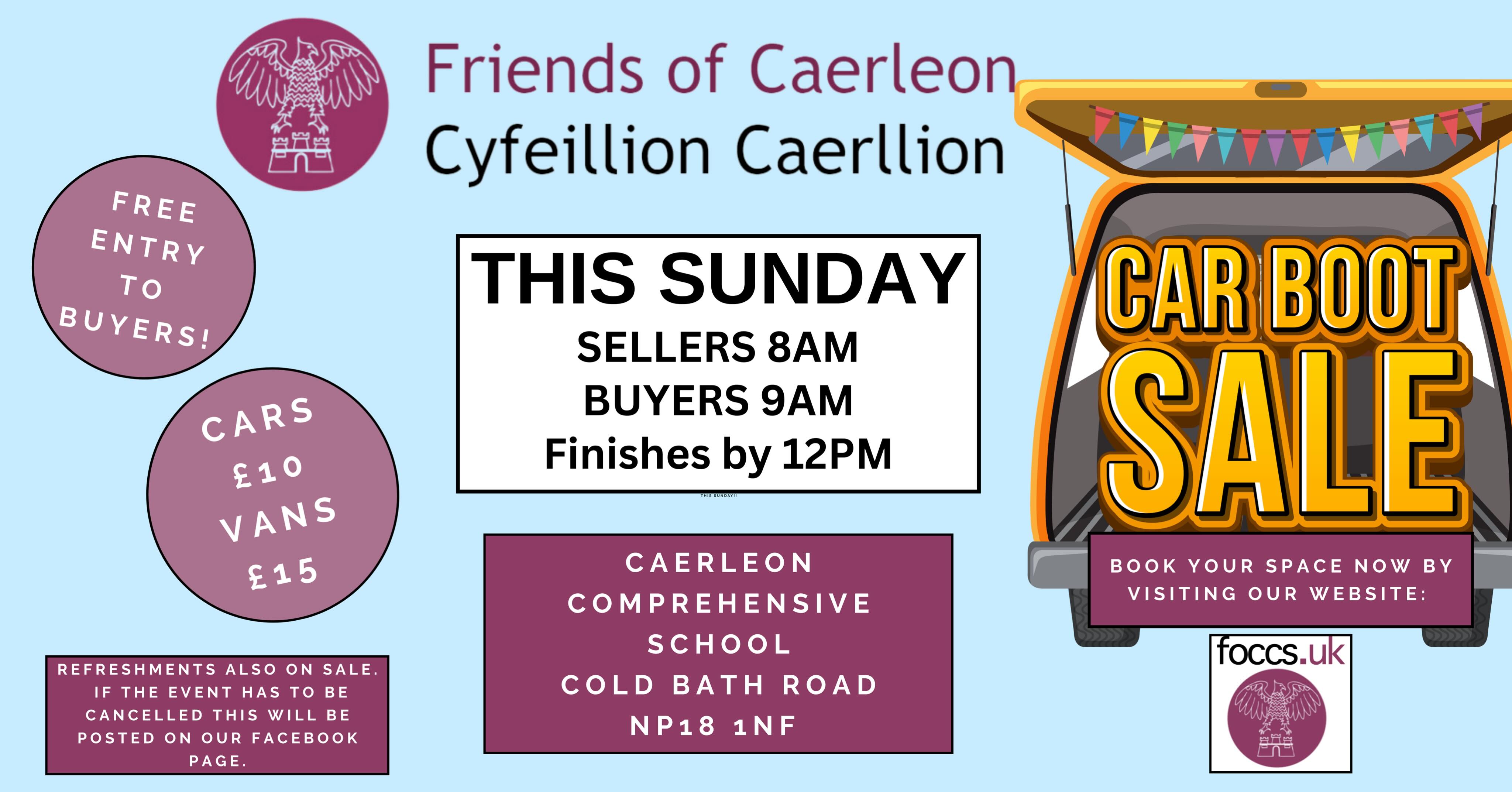 Join us this Sunday for the PTA car boot sale
Burger van on site selling delicious breakfast rolls!
Ice cream van also on site
Foccs stall with confectionery and cakes