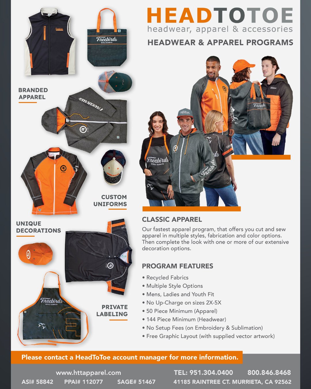 Your whole team. One look. Zero excuses.
Branded apparel + headwear built for YOUR business. Custom uniforms, hats, jackets, aprons and more. Recycled fabrics. No setup fees. Sizes XS to 5X, no upcharge.
See the full program at httapparel.com
#HeadToToe
#BrandedApparel
#CustomUniforms
#TeamWear
#ApparelProgram
#CustomHeadwear
#PrivateLabel
#WorkwearStyle
#UniformDesign