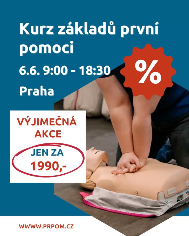 Jeden kurz. Dovednost na celý život. ❤️
‼️Právě teď na tebe čeká jen za 1990,-.‼️
Na našem zážitkovém kurzu první pomoci se naučíš zvládat situace, které mohou potkat každého z nás 👇
🫀 resuscitace a AED
😮💨 dušení a bezvědomí
🩸 zastavení krvácení
🧠 infarkt, mrtvice nebo křeče
🚗 první pomoc u dopravní nehody
Žádná nudná teorie — jen to nutné a praxe skrze modelové situace s maximálním zážitkem. 💪
📍 6. 6. 2026 | Praha 9
⚠️ Poslední volná místa!
👉 Napiš nám a rezervuj si svoje místo.